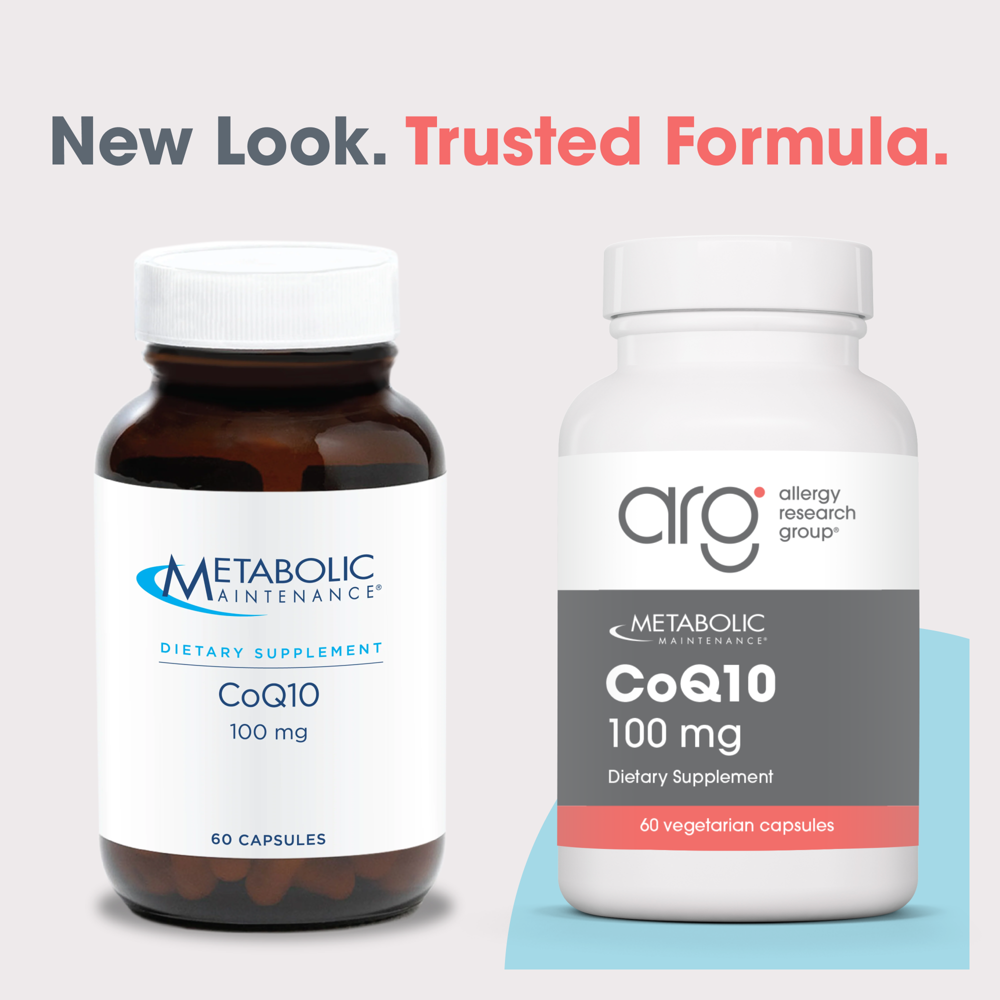 Metabolic Maintenance CoQ10 100 mg dietary supplement bottle with 60 capsules