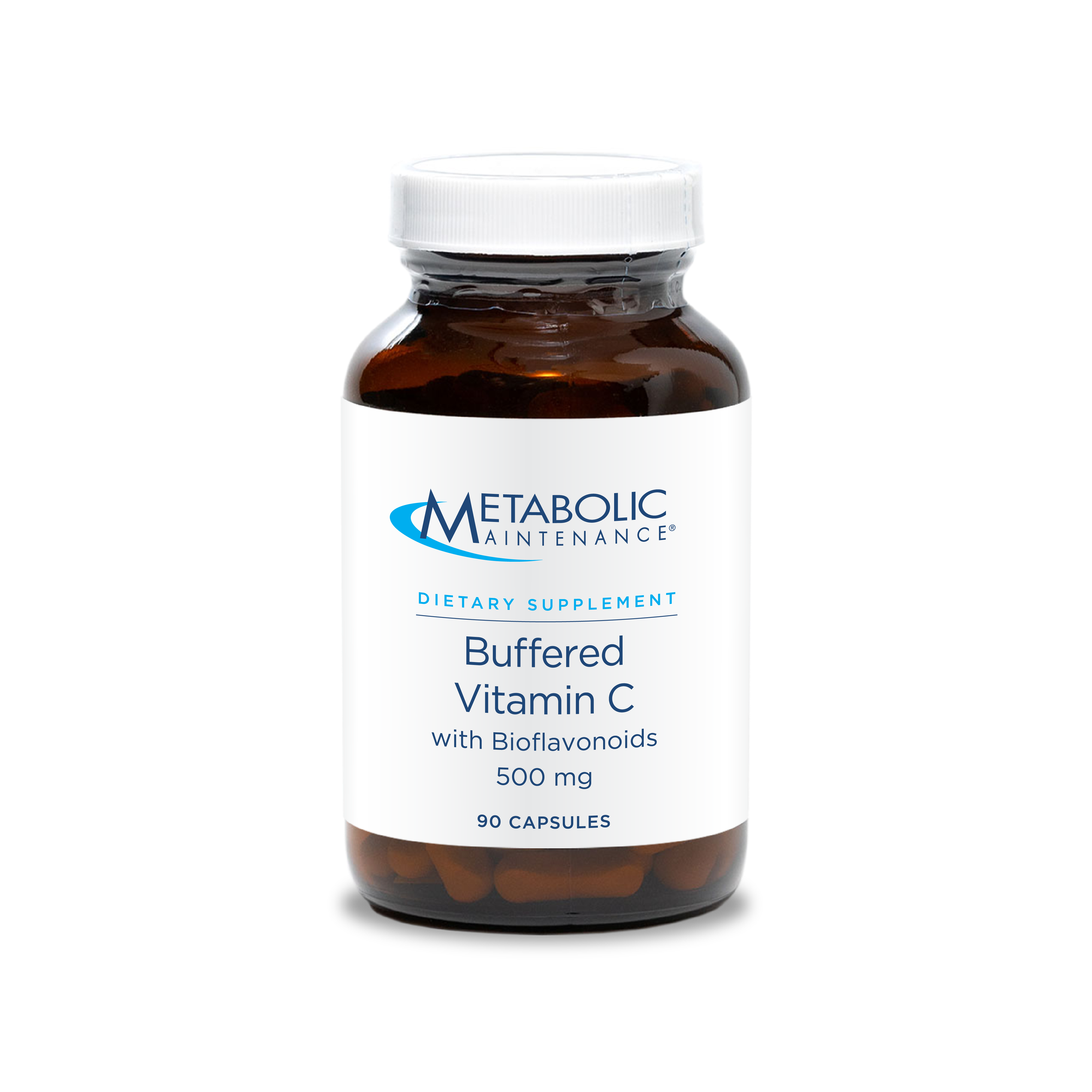 Metabolic Maintenance Buffered Vitamin C with Bioflavonoids 500 mg bottle front label for antioxidant and immune support