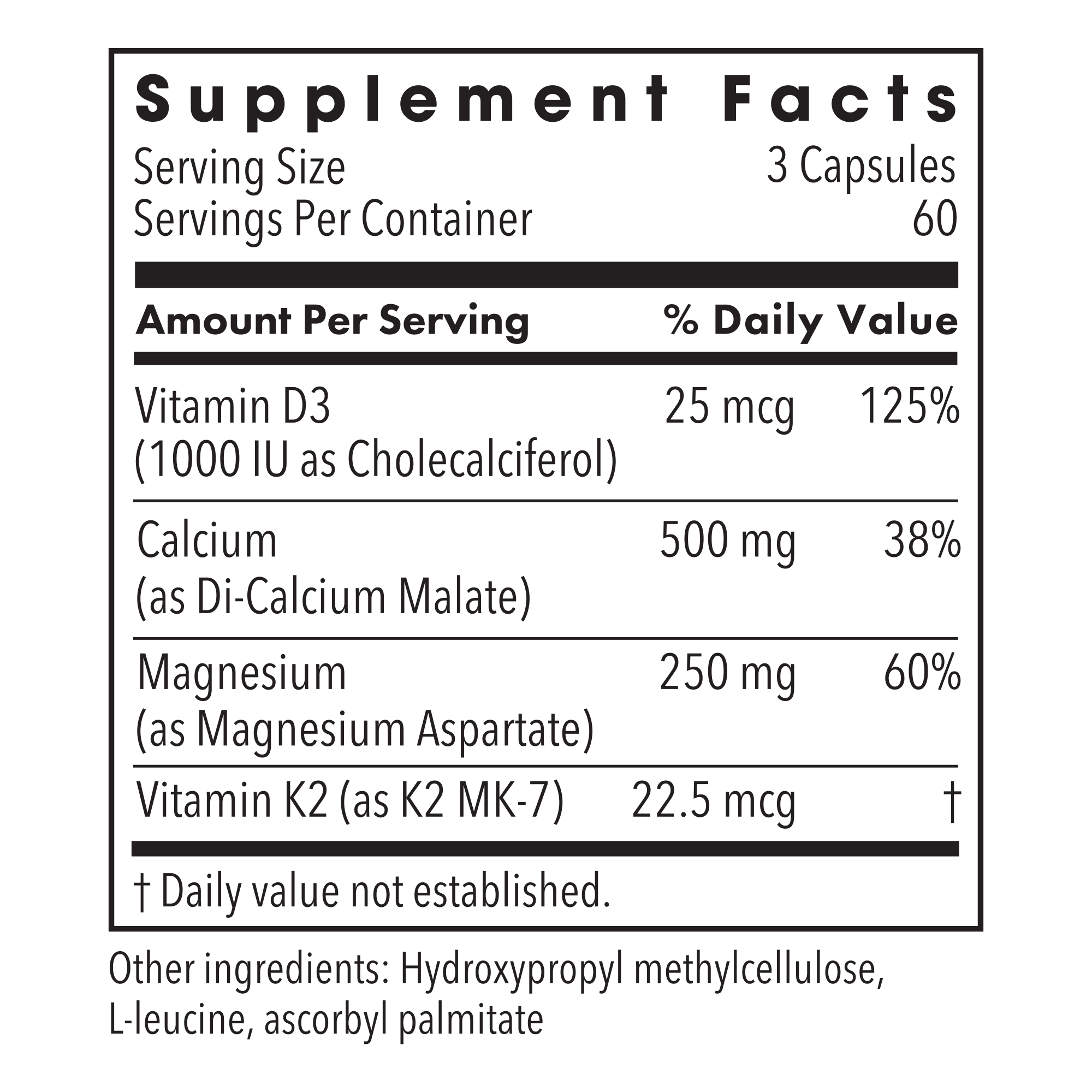Metabolic Maintenance® Cal/Mag Plus with Vitamin D and K2 MK-7