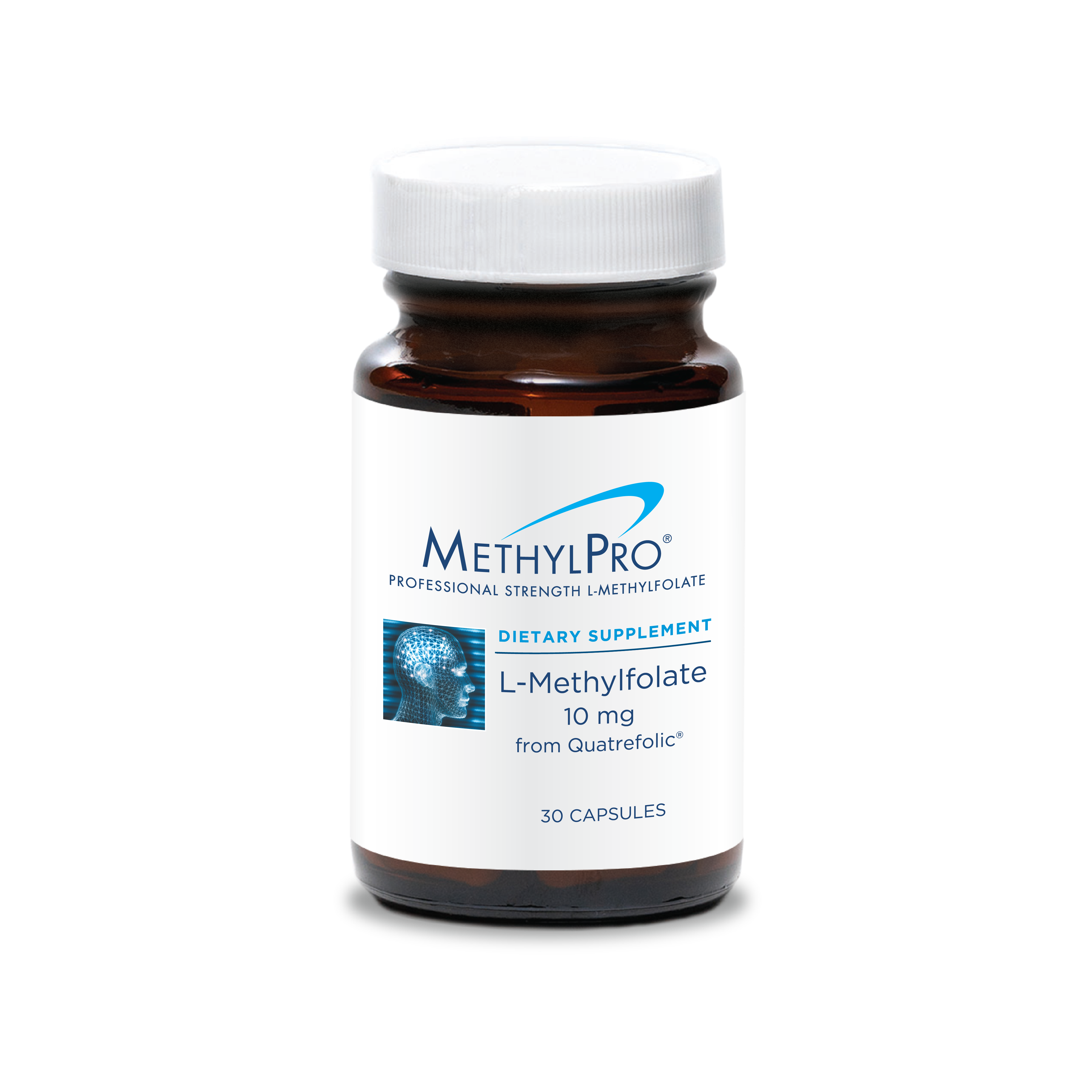 MethylPro L-Methylfolate 10 mg from Quatrefolic bottle for methylation, mood balance, and active folate support