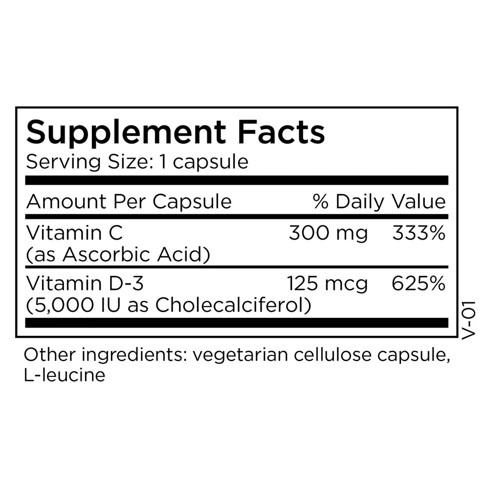 Supplement Facts panel for MethylPro Vitamin D-3 5000 IU showing vitamin D3 amount per serving, serving size, and daily value information