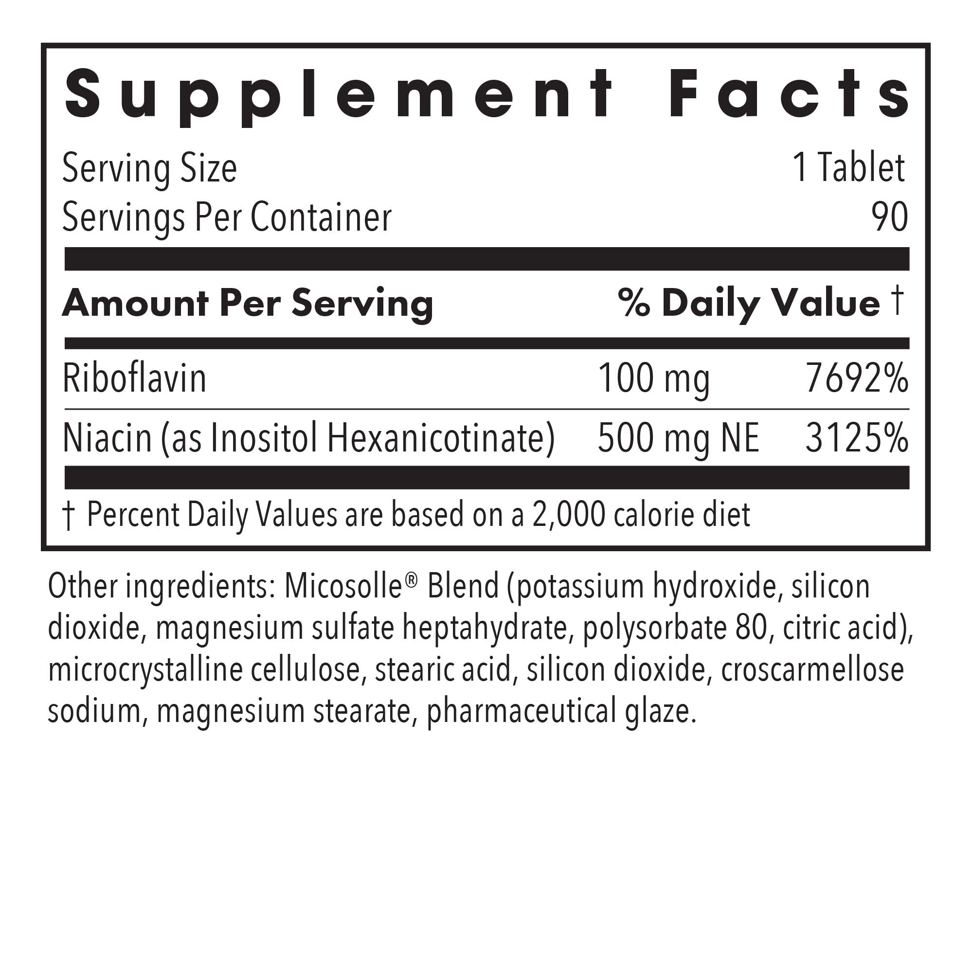 Optimox® ATP Cofactors™ - supplement fact label with Riboflavin and Niacin