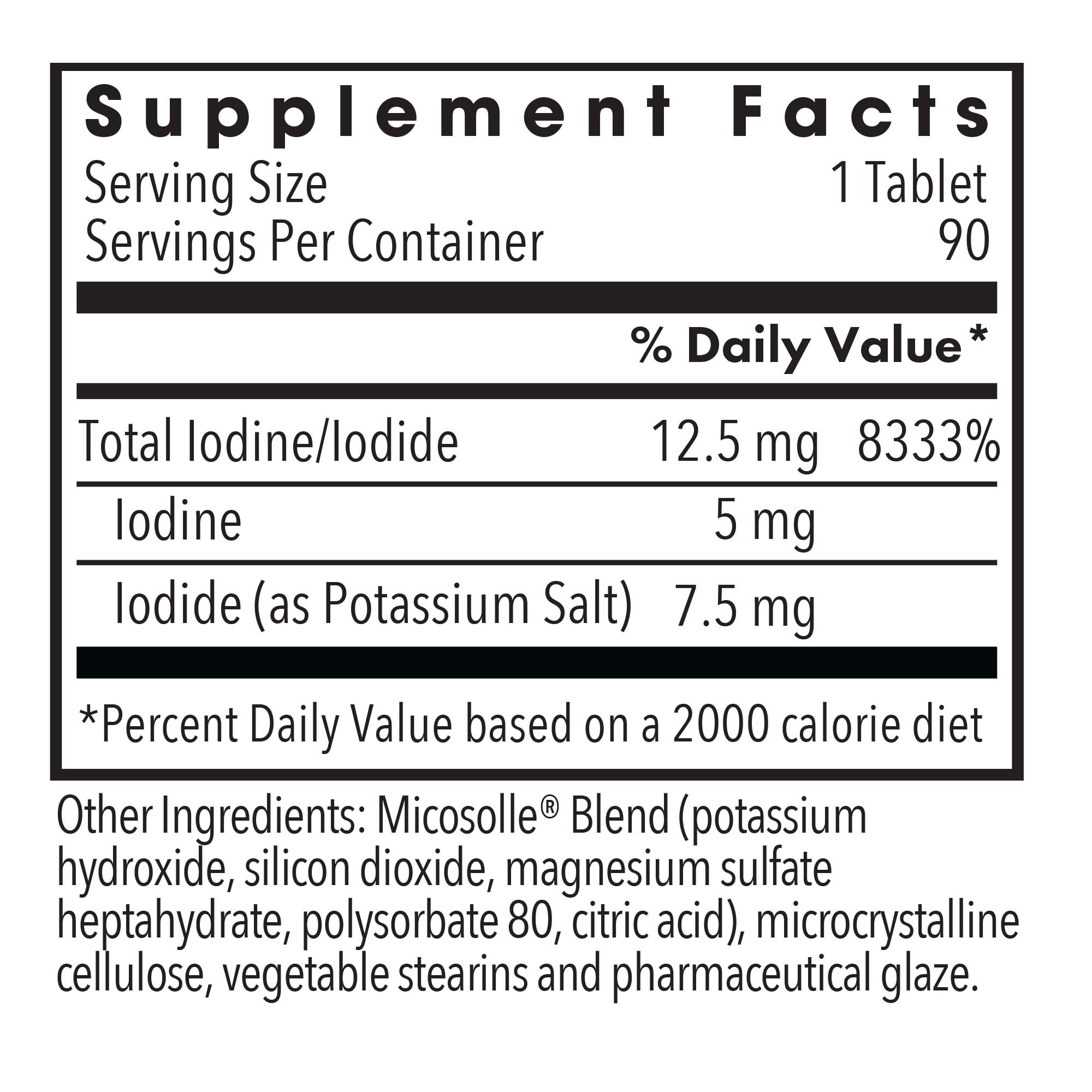 Optimox® Iodoral® 12.5 mg - supplement fact label with Iodine
