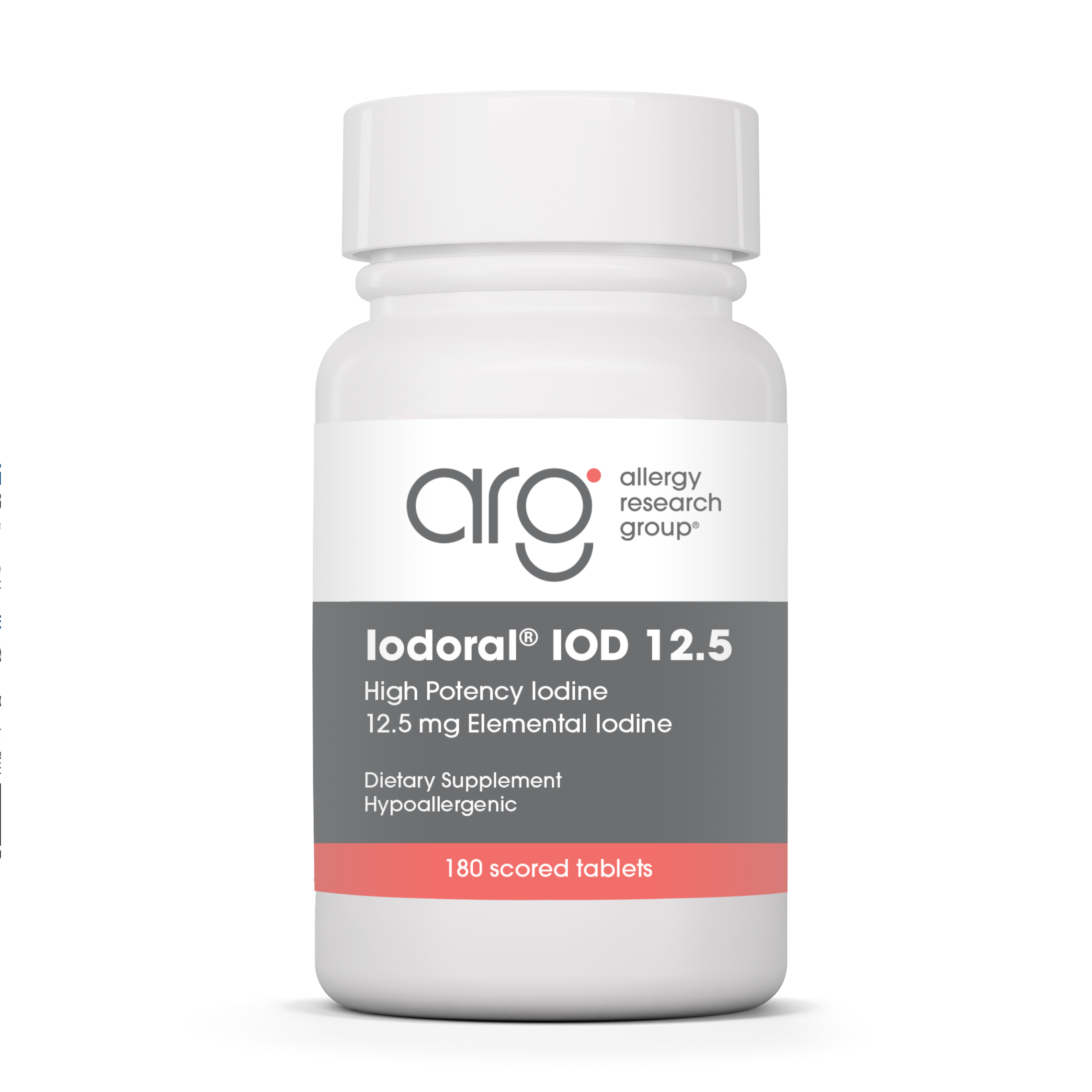 Allergy Research Group Optimox® Iodoral® 12.5 mg - 180 scored tablets bottle front label