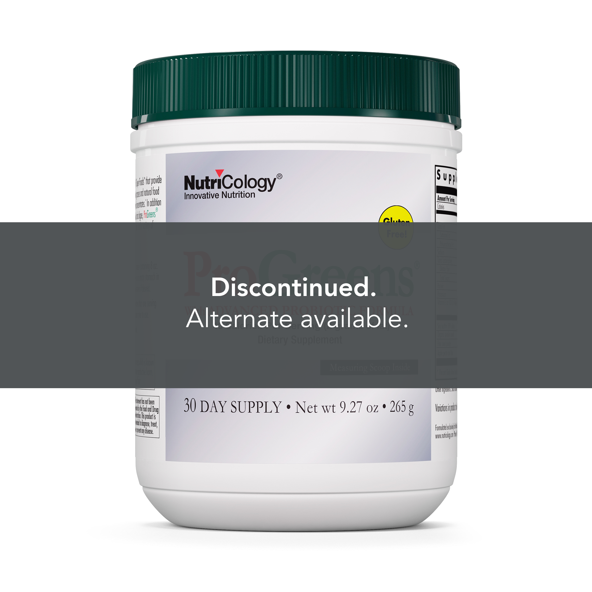 Discontinued product image for ProGreens Powder with advanced probiotic formula, superfood greens, and digestive wellness support