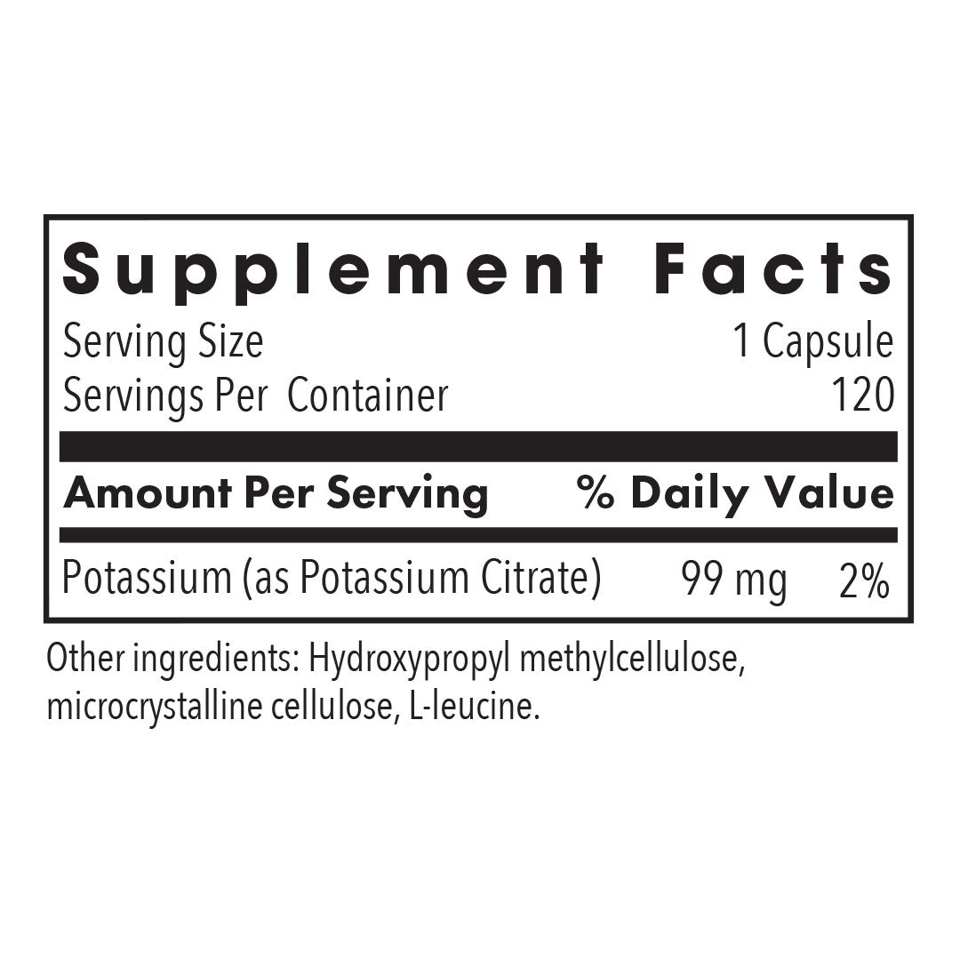 Potassium Citrate - supplement fact label with Potassium