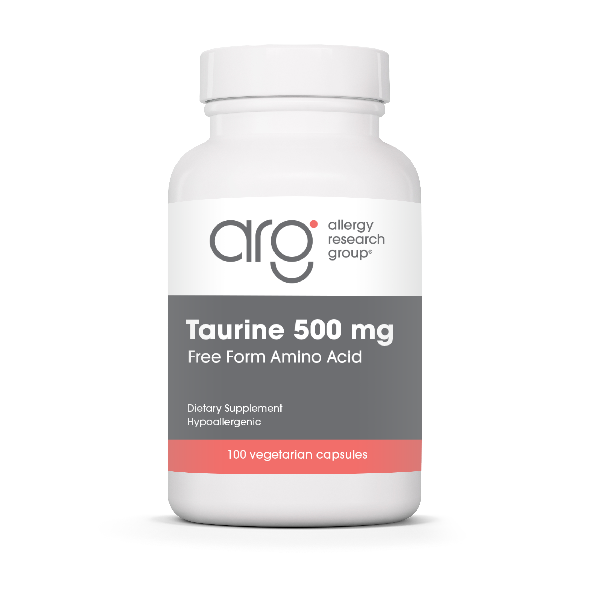 Allergy Research Group Taurine 500 mg - 100 vegetarian capsules bottle front label