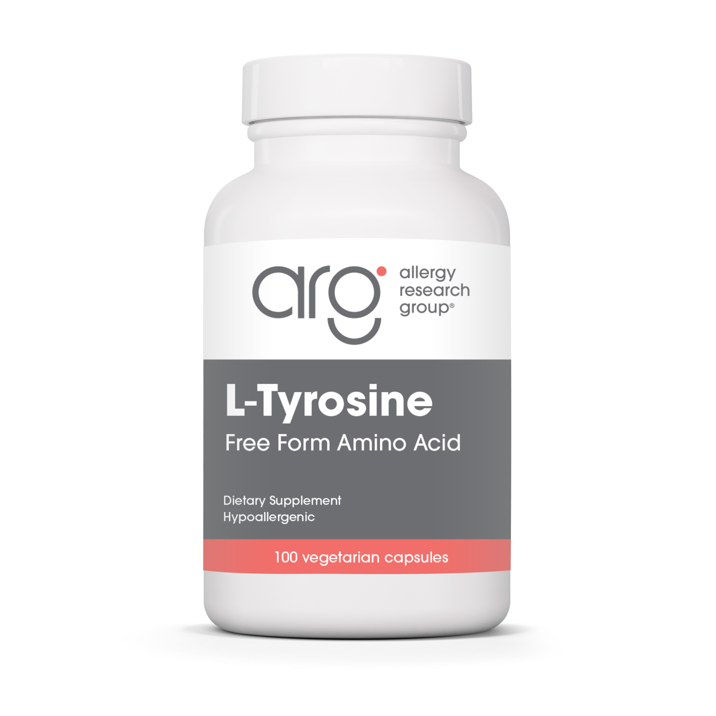 Allergy Research Group L-Tyrosine 500 mg - 100 vegetarian capsules bottle front label