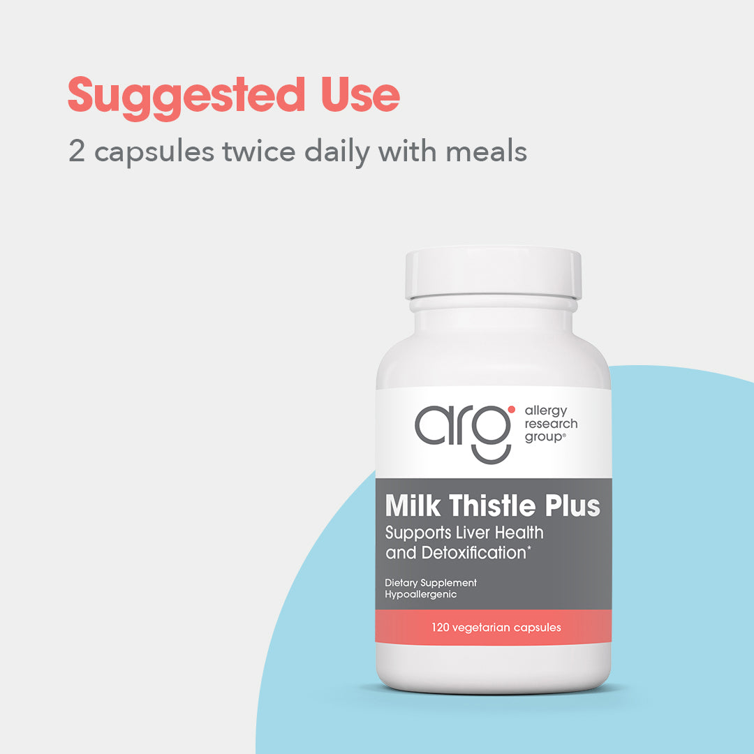 Milk Thistle Plus - suggested use: 2 capsules twice daily with meals
