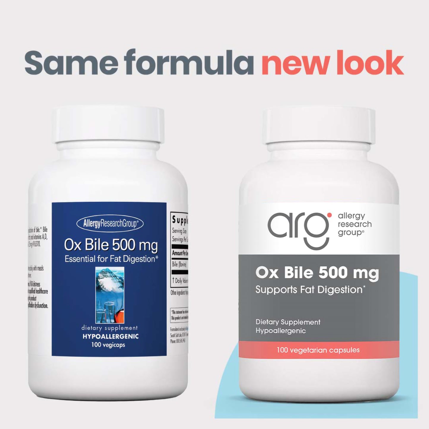 Ox Bile 500 mg - new look vs original bottle