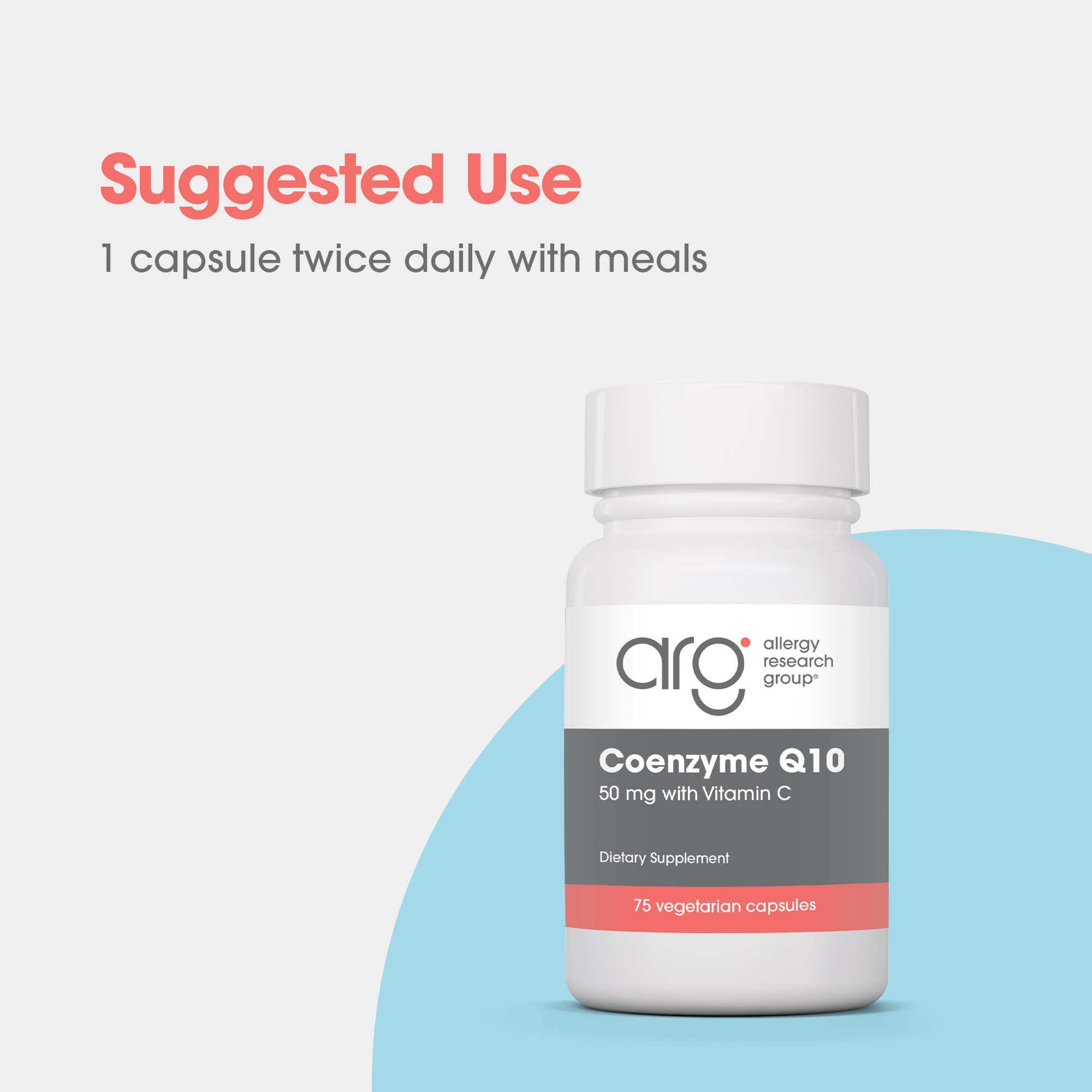 Coenzyme Q10 50 mg - suggested use: 1 capsule twice daily with meals