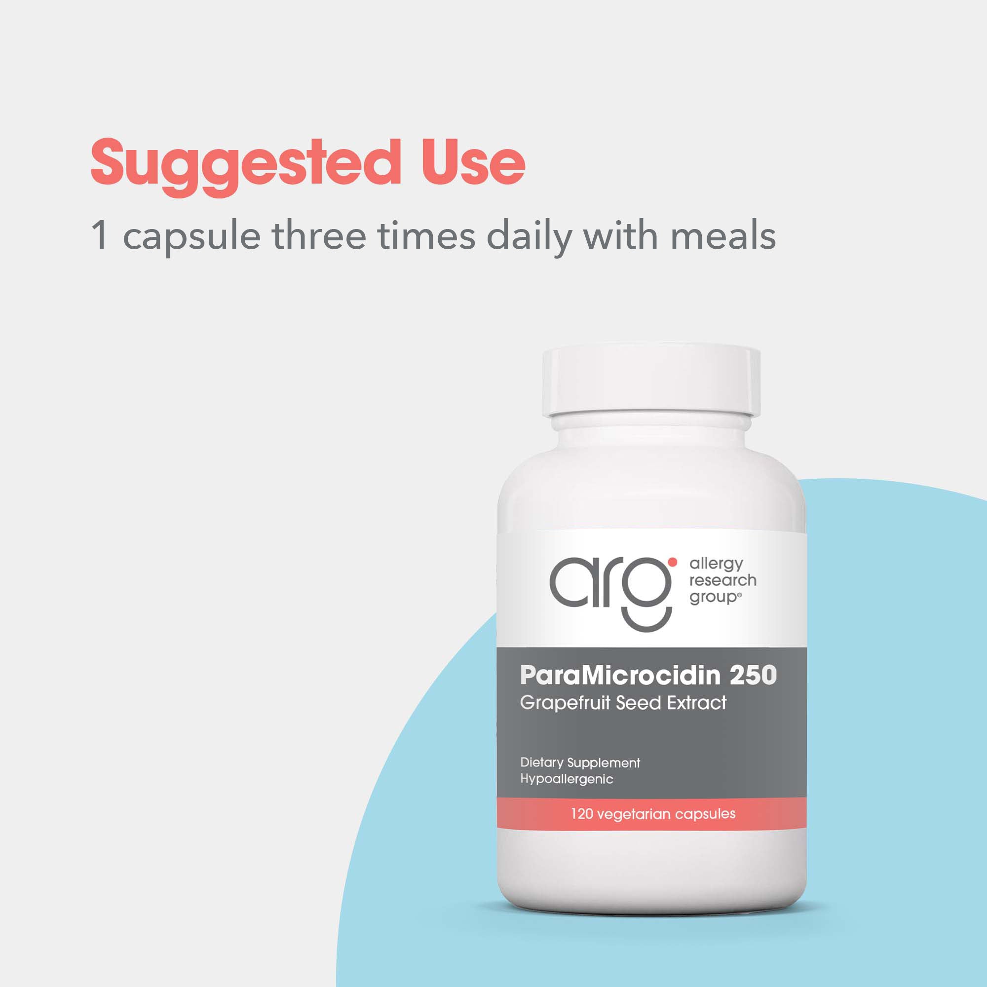 ParaMicrocidin 250 mg - suggested use: 1 capsule three times daily with meals