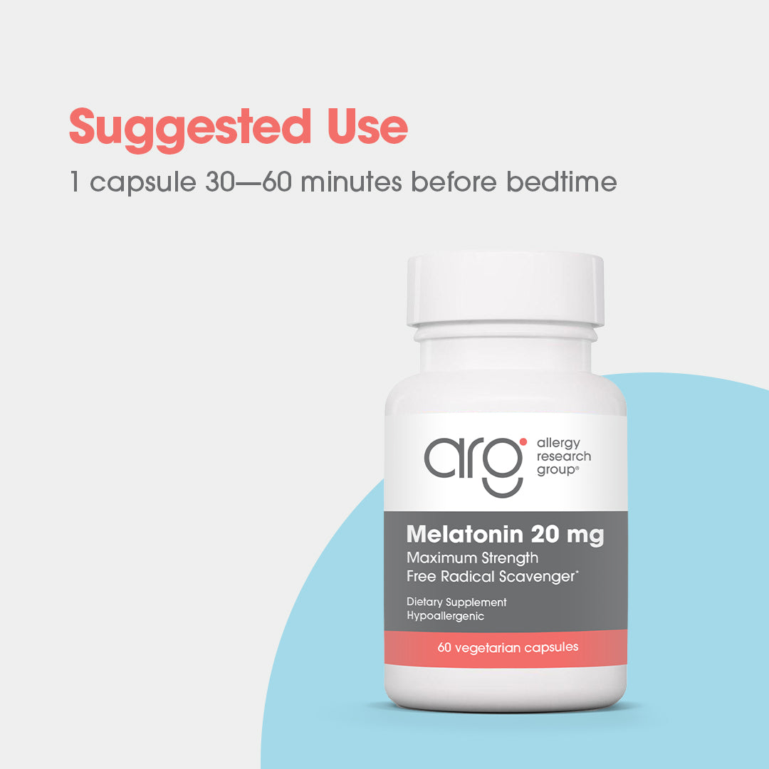 Melatonin 20 mg - suggested use: 1 capsule 30-60 minutes before bedtime