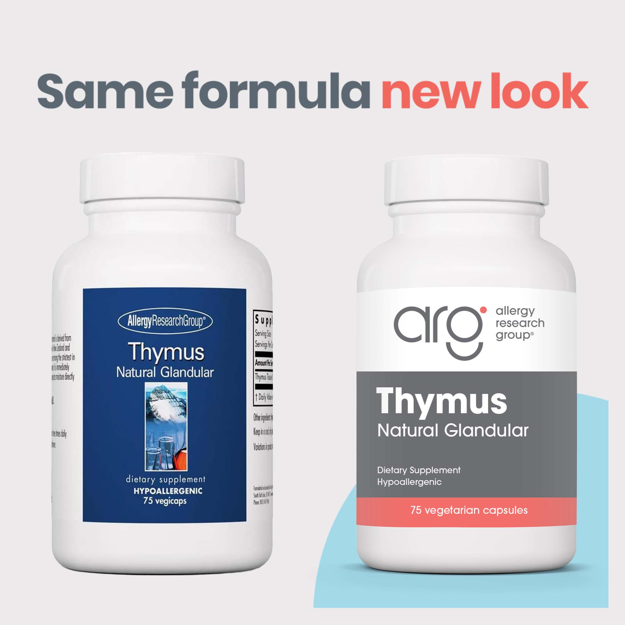 Thymus - new look vs original bottle