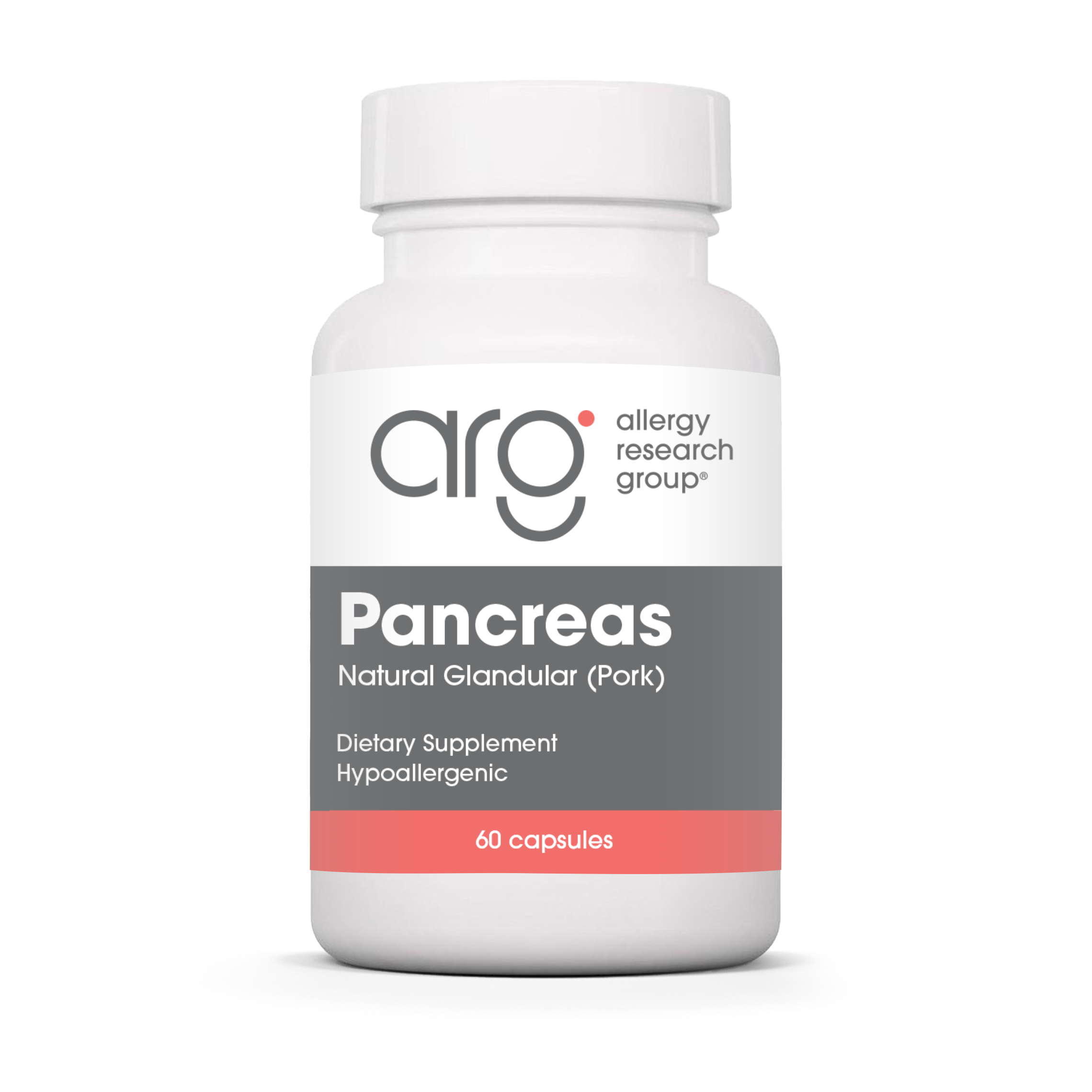 Allergy Research Group Pancreas Pork - 60 capsules bottle front label
