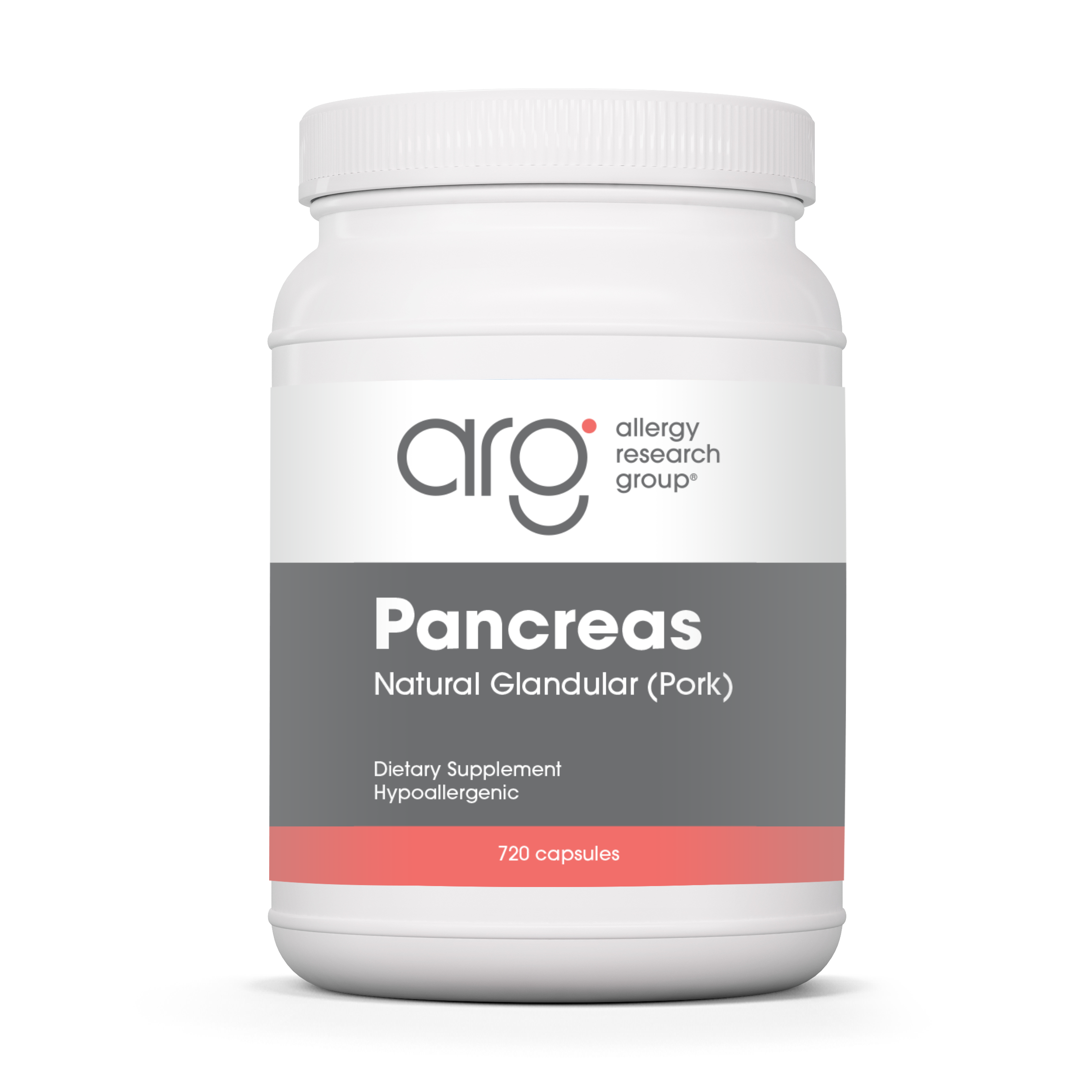 Allergy Research Group Pancreas Pork natural glandular supplement bottle for digestive and pancreatic support