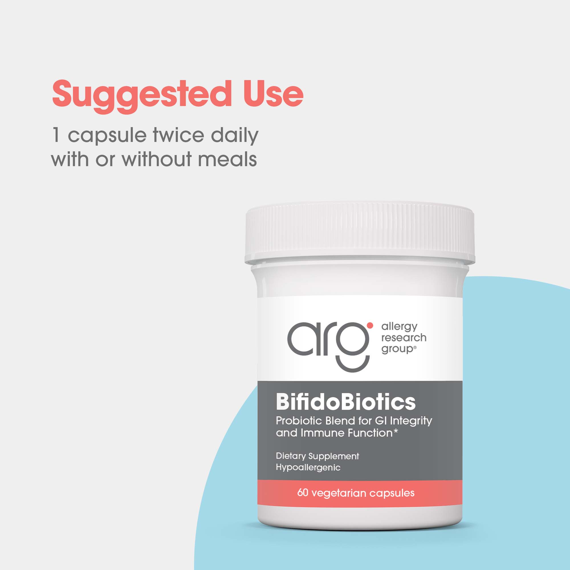 BifidoBiotics - suggested use: 1 capsule twice daily with or without meals