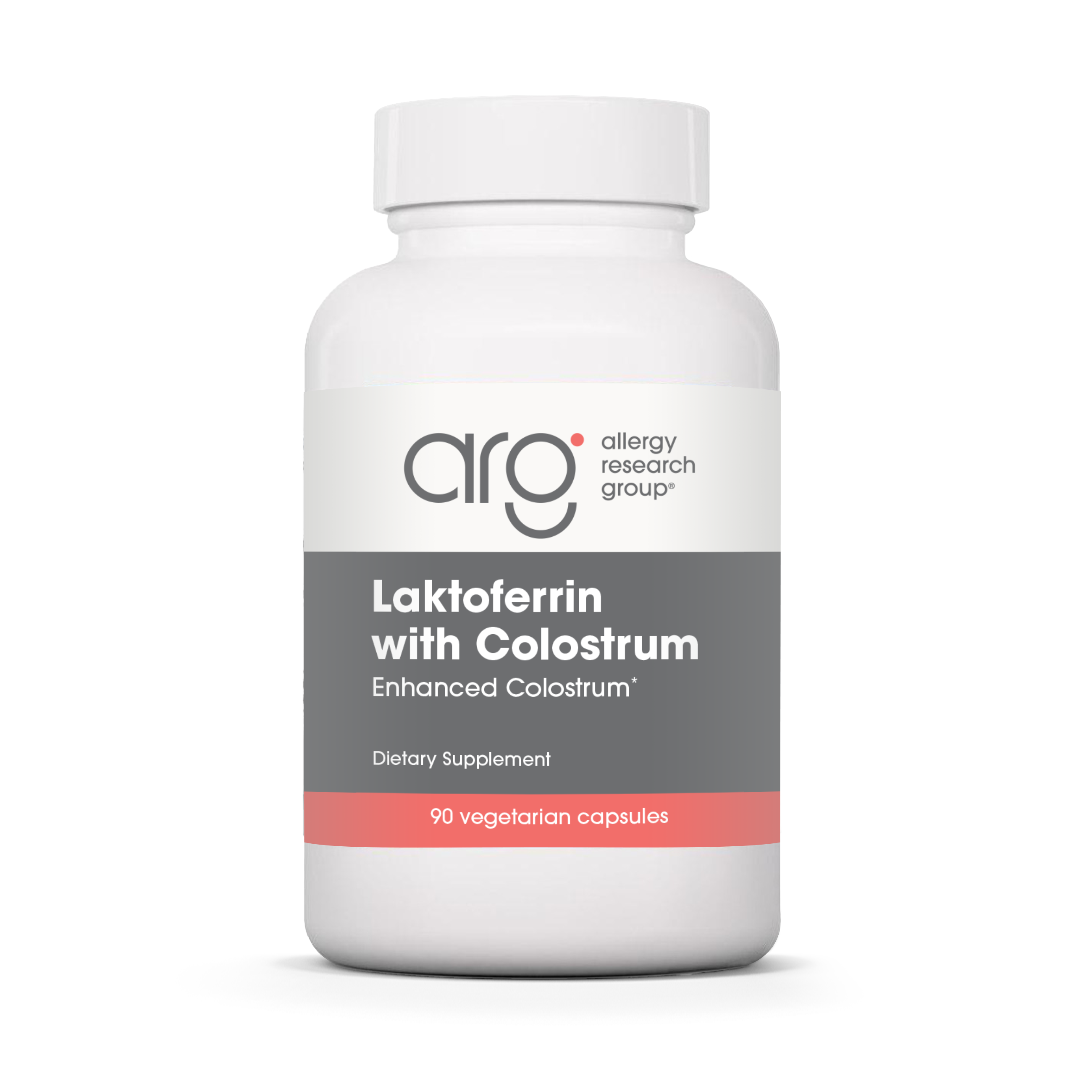 Allergy Research Group Laktoferrin with Colostrum - 90 vegetarian capsules bottle front label