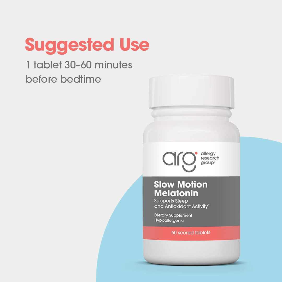 Slow Motion Melatonin - suggested use: 1 tablet 30-60 minutes before bedtime