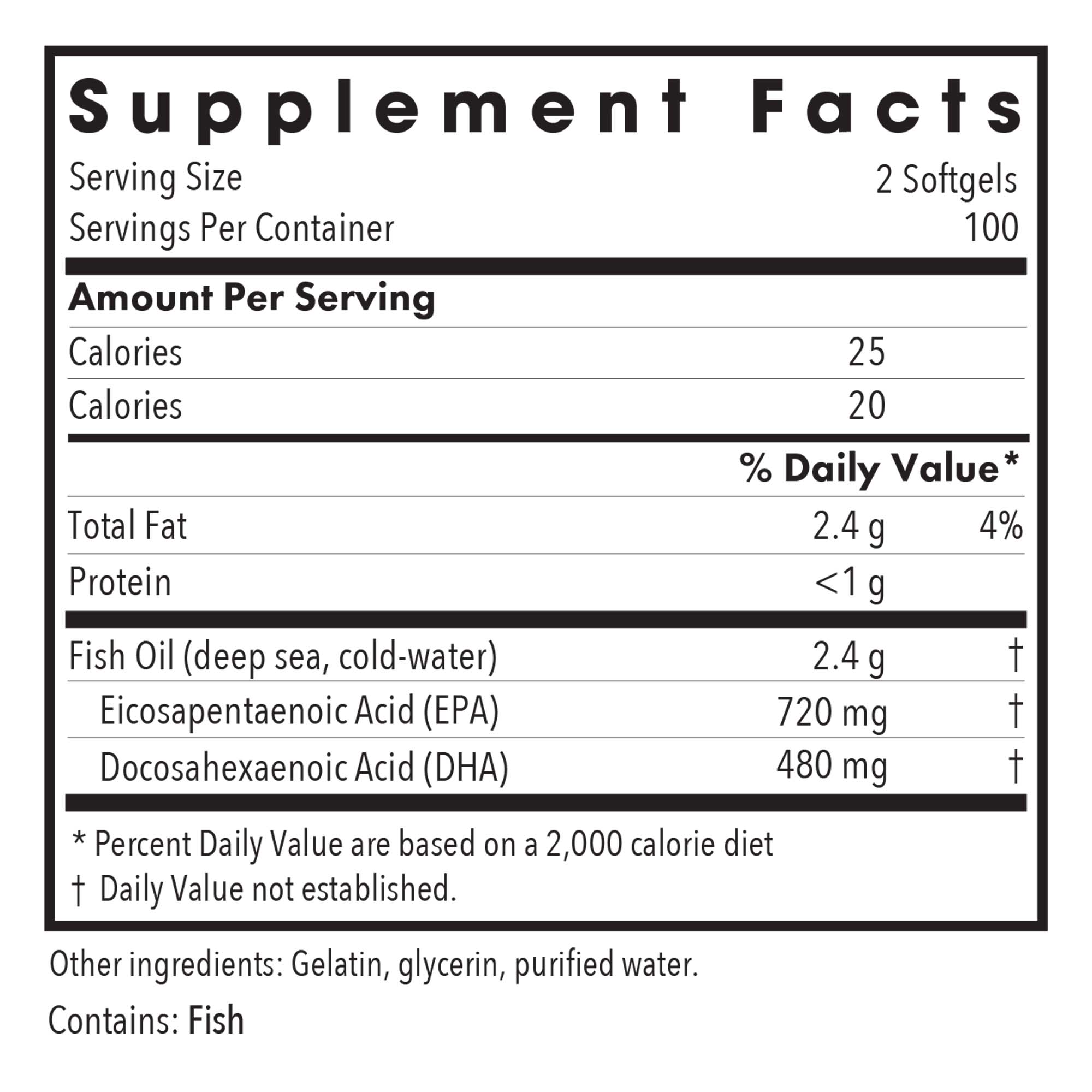 Super EPA - supplement fact label with Fish Oil
