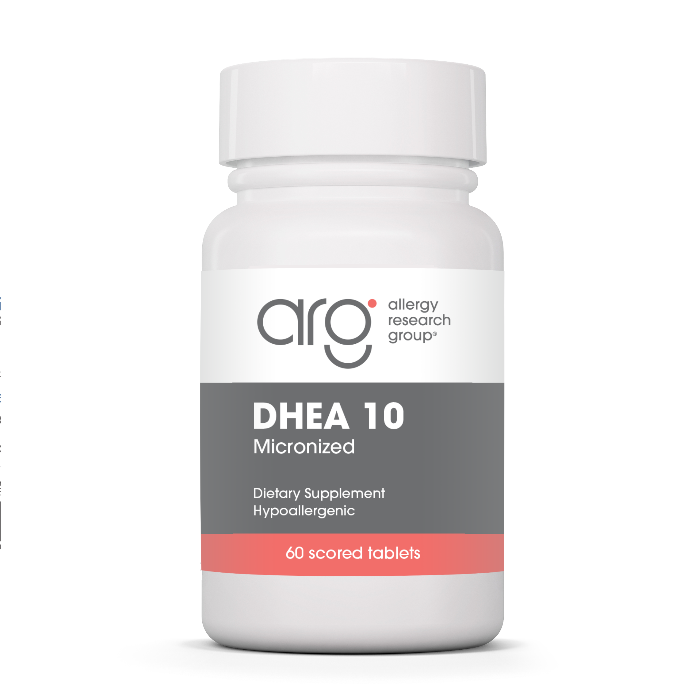 Allergy Research Group DHEA 10 mg - 60 scored tablets bottle front label