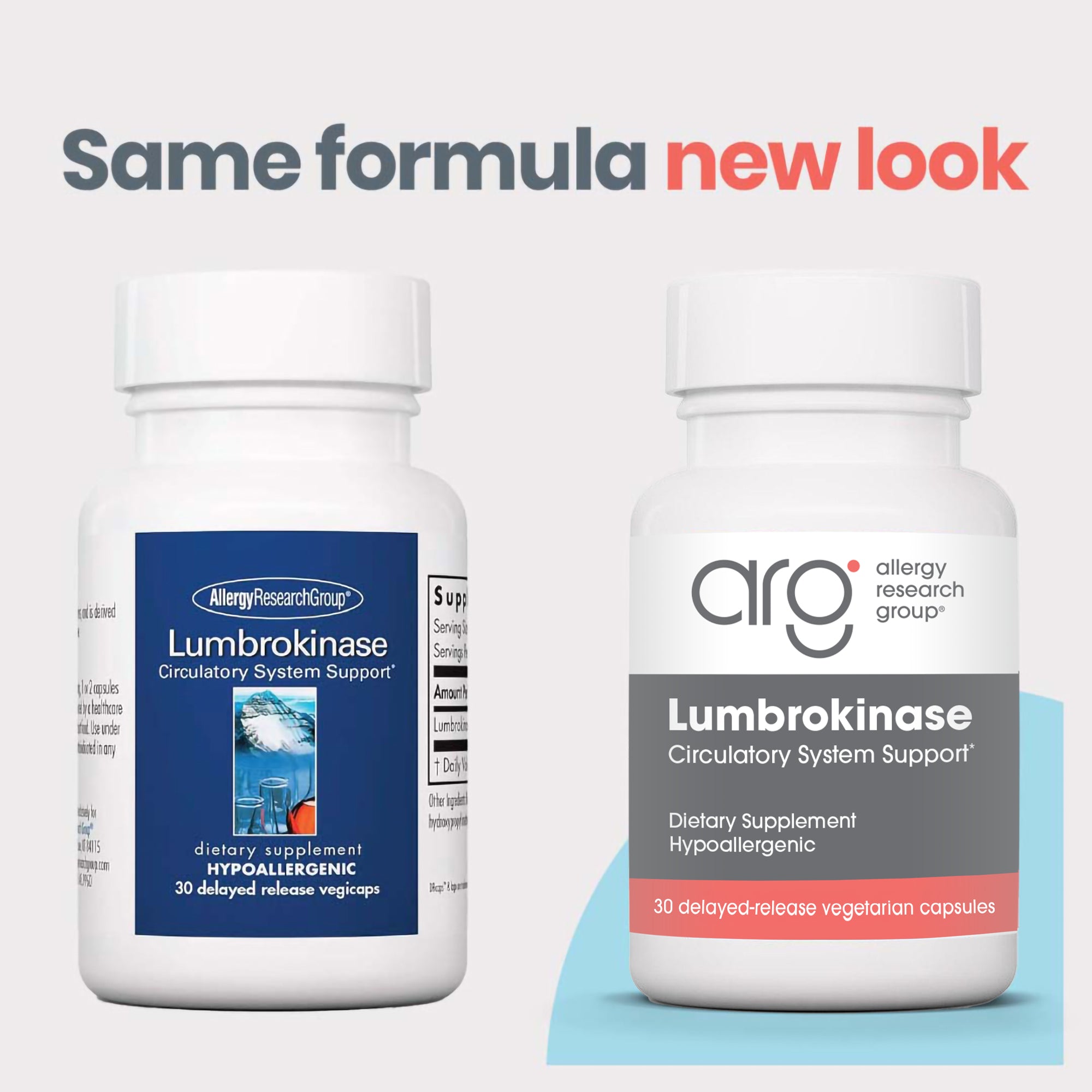 Lumbrokinase Circulatory System Support* - new look vs original bottle