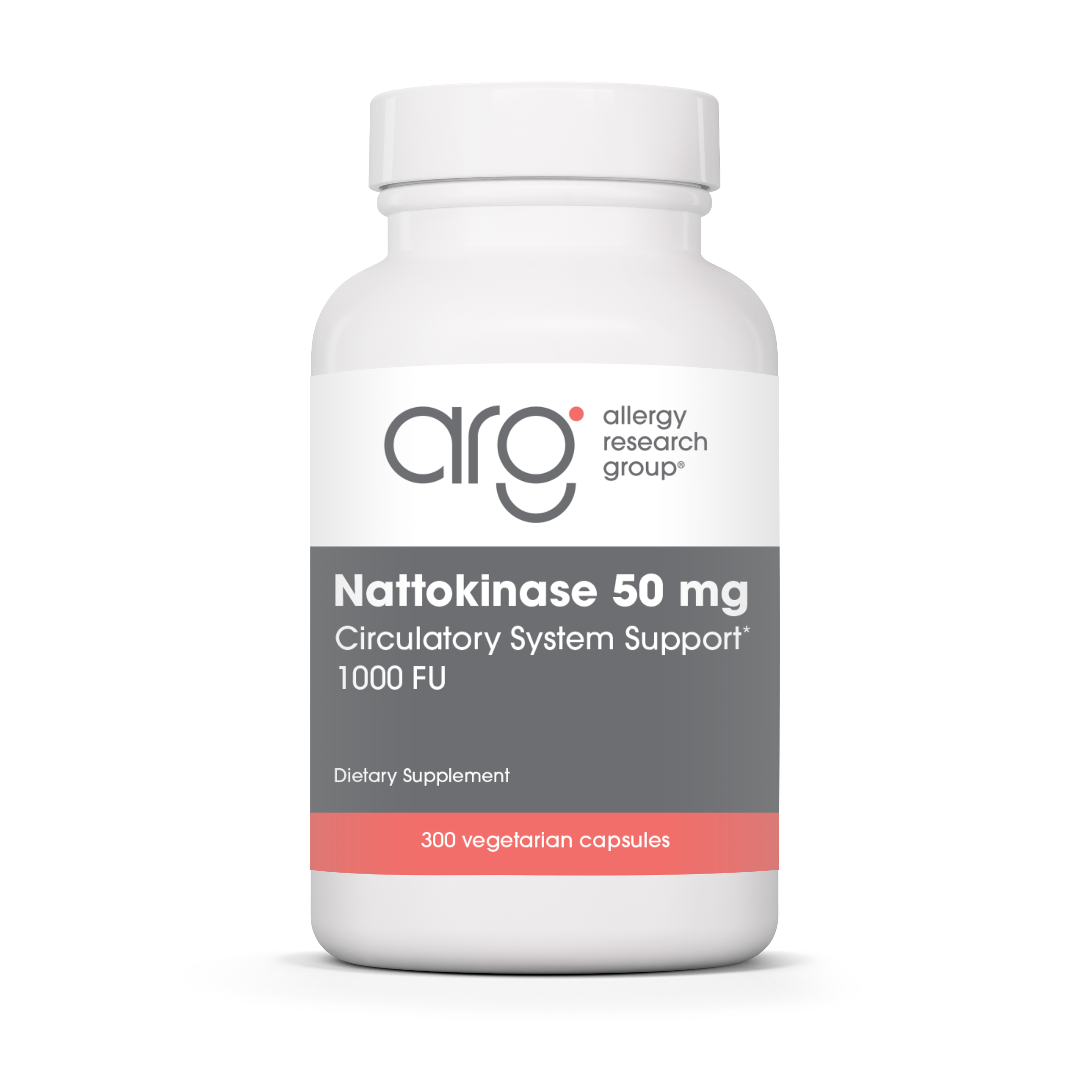 Allergy Research Group Nattokinase 50 mg - 300 vegetarian capsules bottle front label