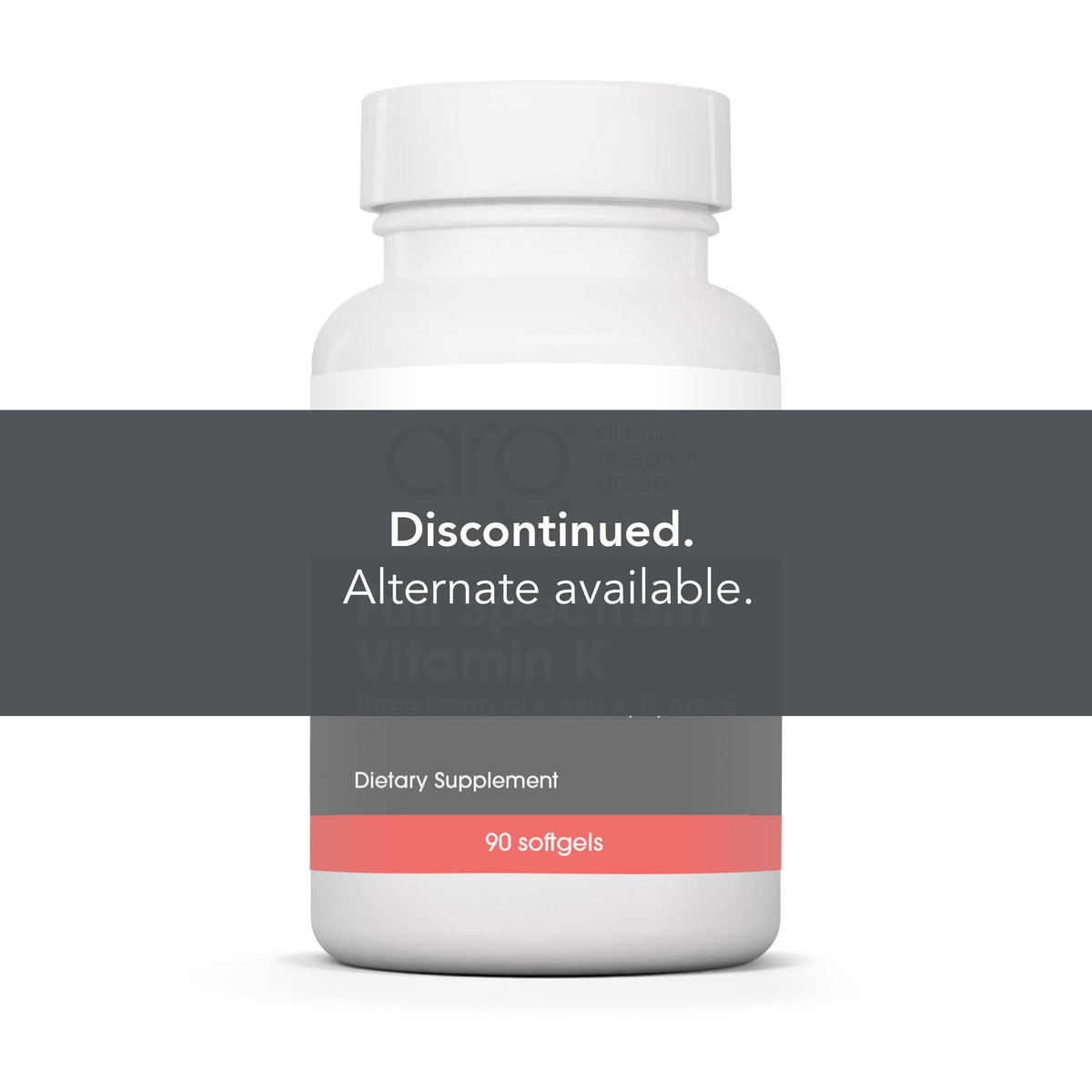 Discontinued Full Spectrum Vitamin K softgels image with vitamins K1, K2, A, D, and tocotrienols