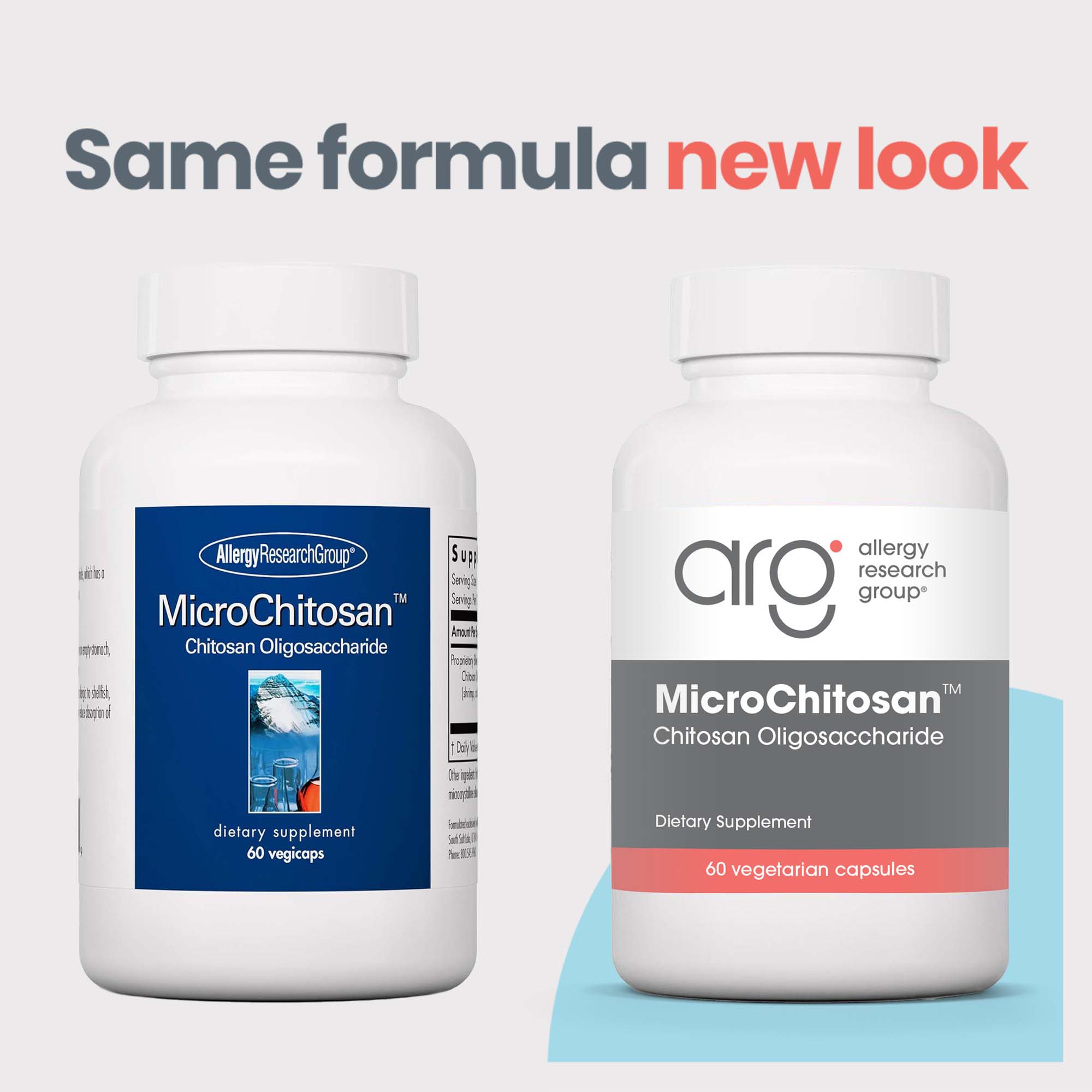 MicroChitosan™ - new look vs original bottle