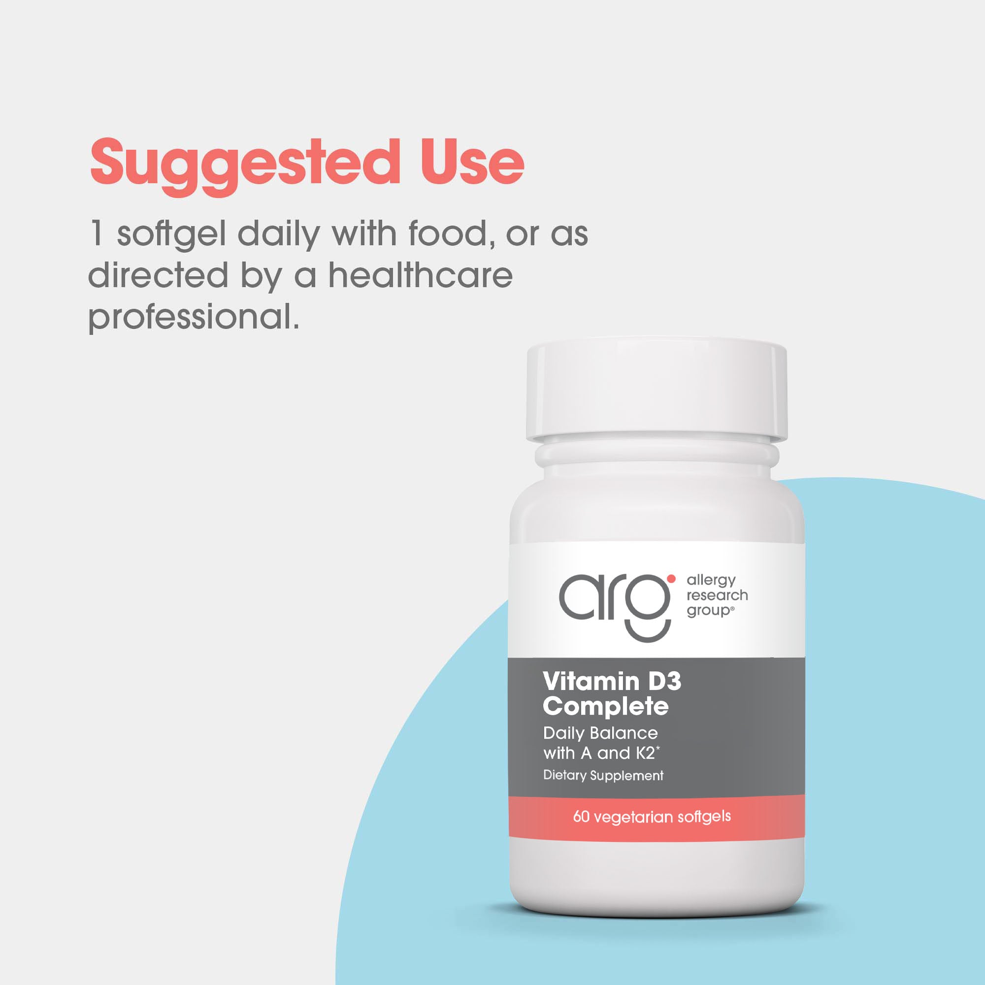 Vitamin D3 Complete - suggested use: 1 softgel daily with food