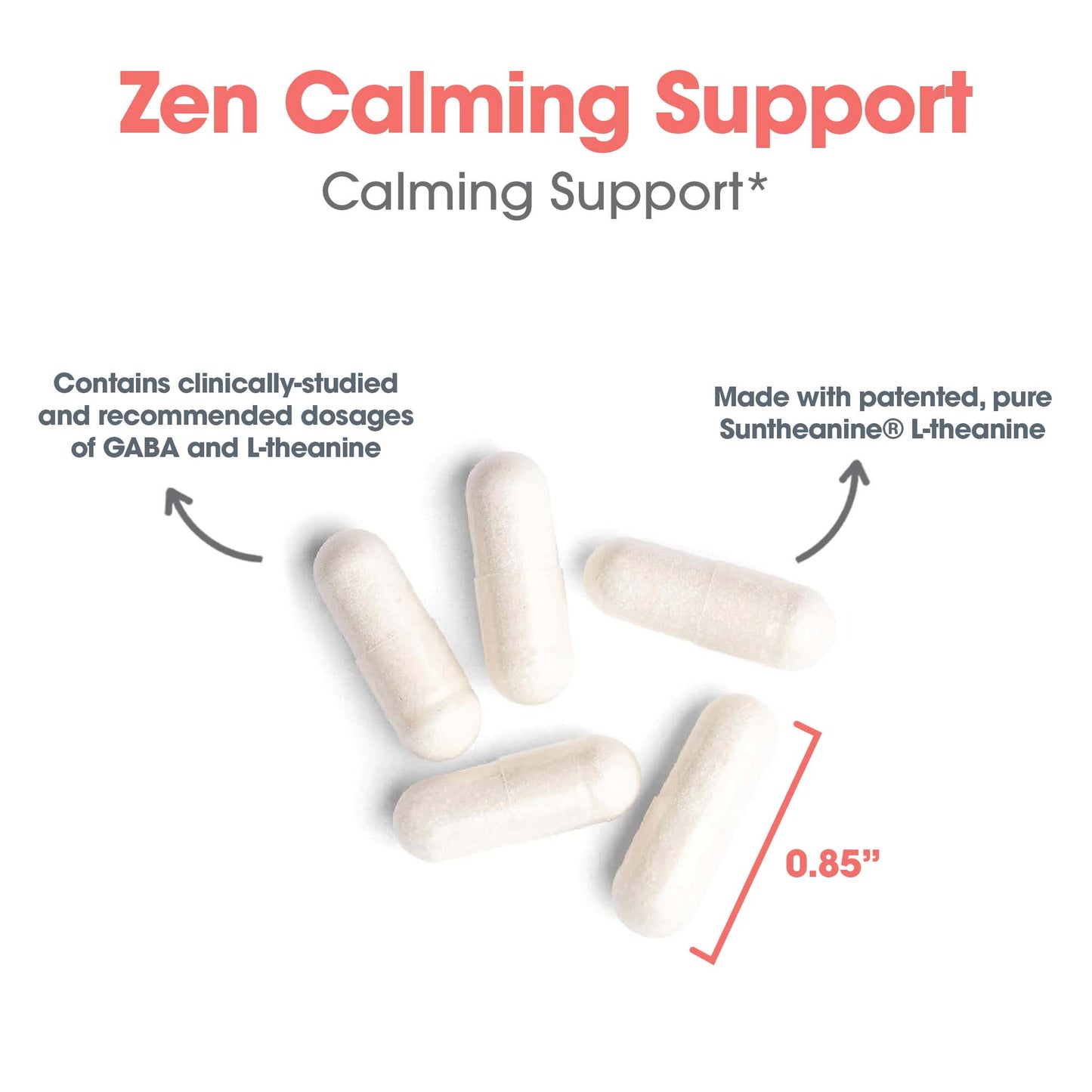 200 mg of Zen – capsule size and composition with GABA and Suntheanine L-theanine