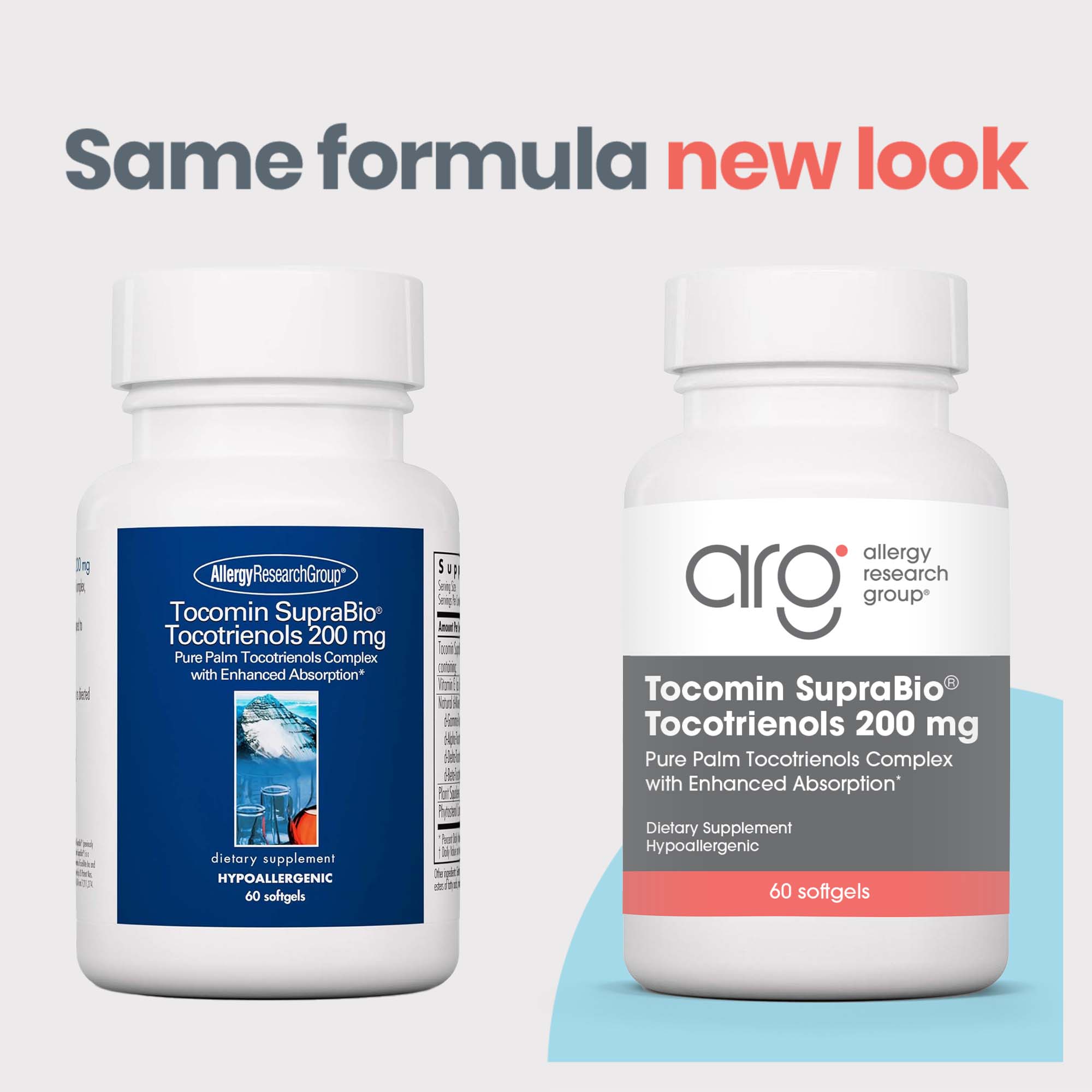 Tocomin SupraBio® Tocotrienols 200 mg - new look vs original bottle