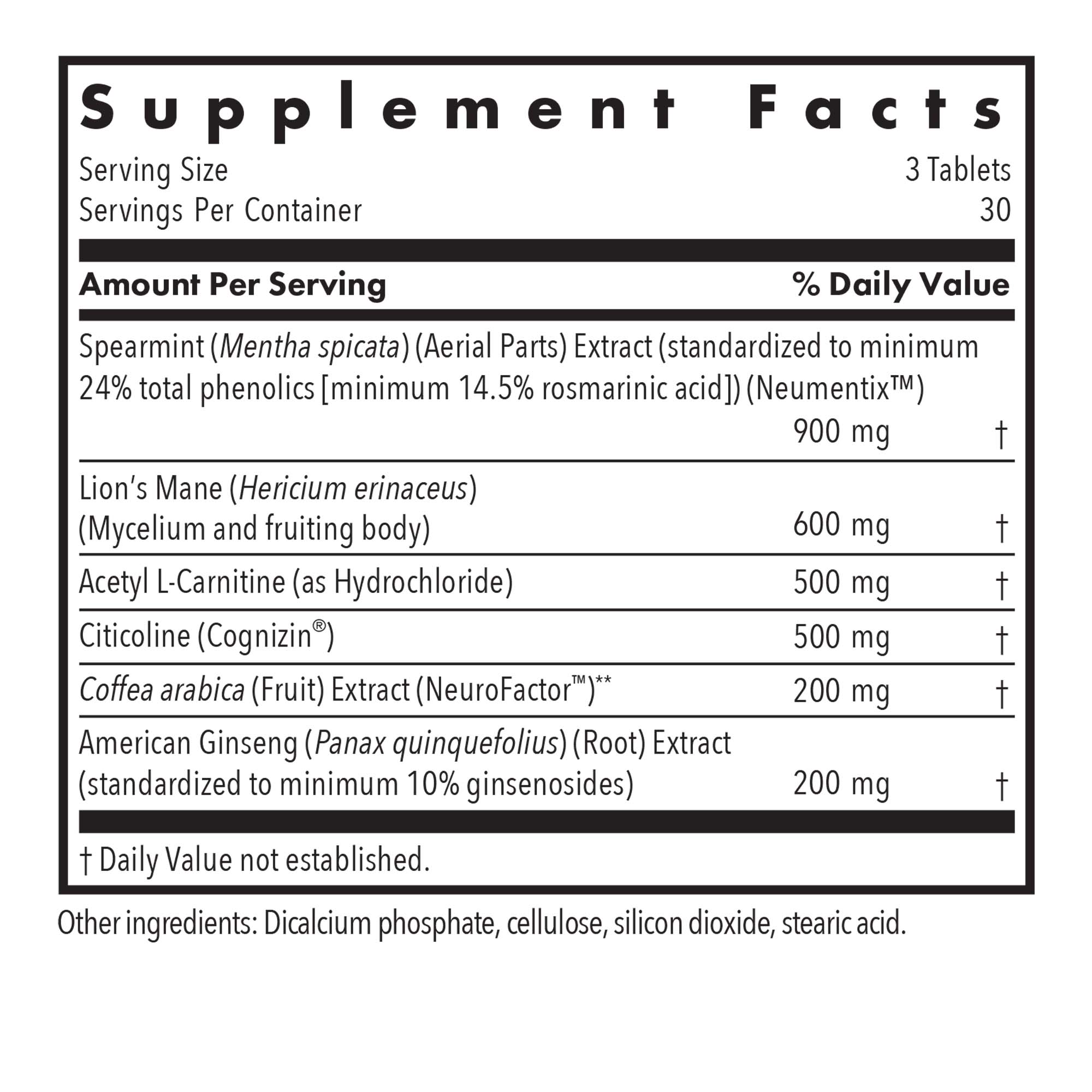 Allergy Research Group Advanced NeuroPlus 100 vegetarian tablets bottle for focus, working memory, and cognitive support