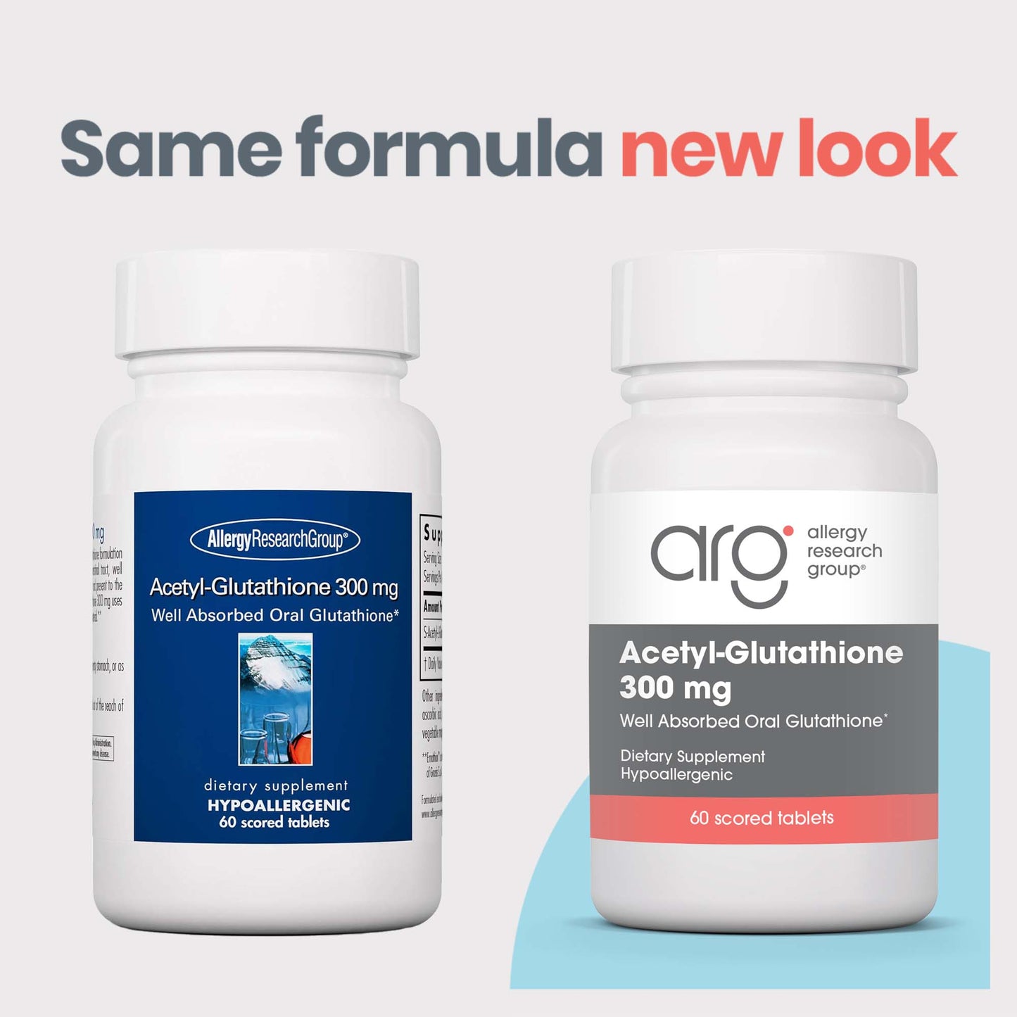 Acetyl-Glutathione 300 mg- new look vs original bottle