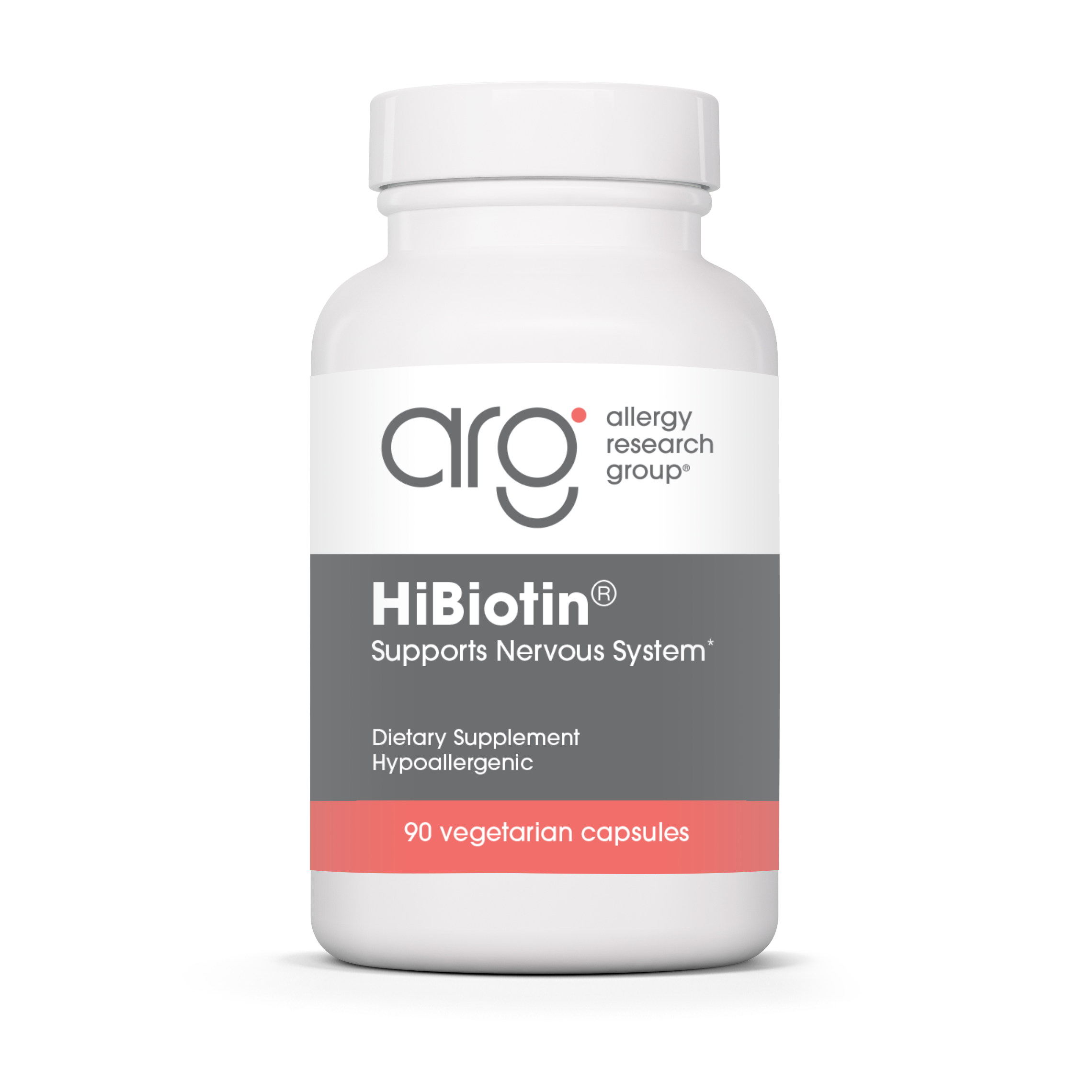 Allergy Research Group HiBiotin® - 90 vegetarian capsules bottle front label
