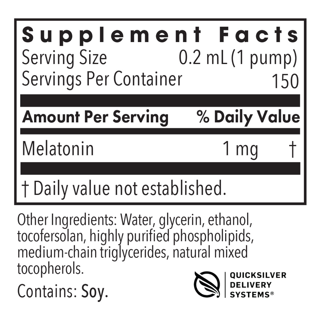 Liposomal Melatonin - supplement fact label with Melatonin
