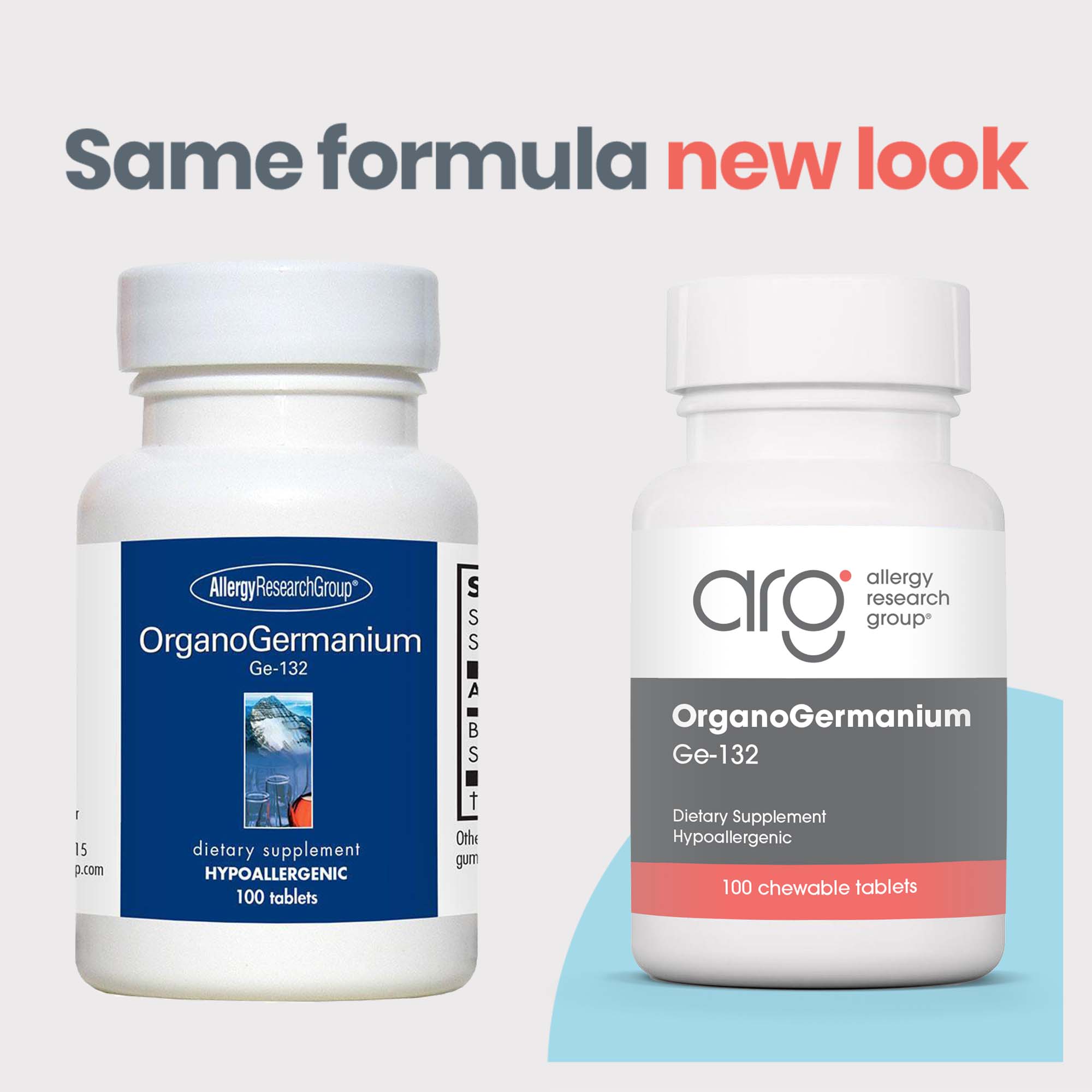 OrganoGermanium Ge-132 Sesquioxide - new look vs original bottle