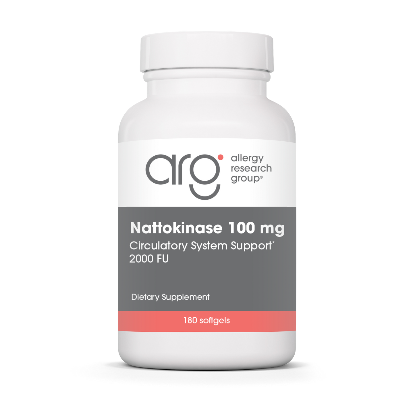 Allergy Research Group Nattokinase 100 mg - 180 softgels bottle front label
