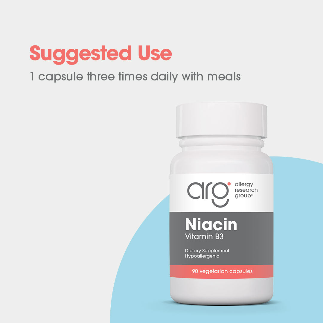 Niacin - suggested use: 1 capsule three times daily with meals