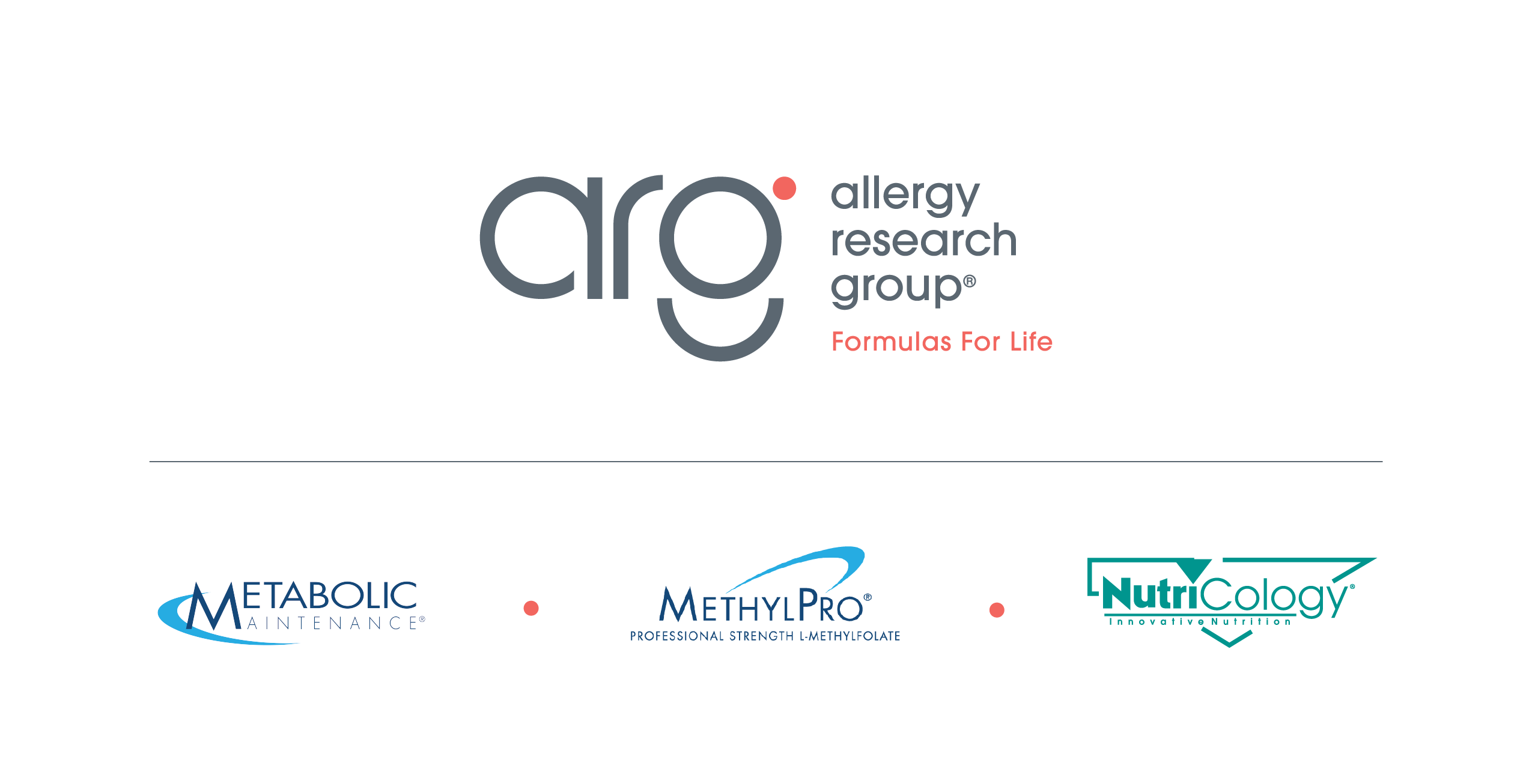Logos of Allergy Research Group and its subsidiaries on a white background
