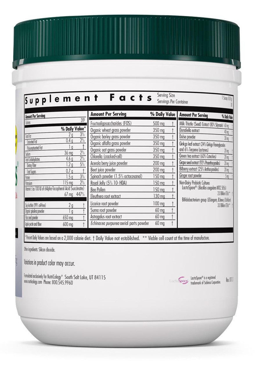 ProGreens® 30 Day Supply with Advanced Probiotic Formula - supplement fact label