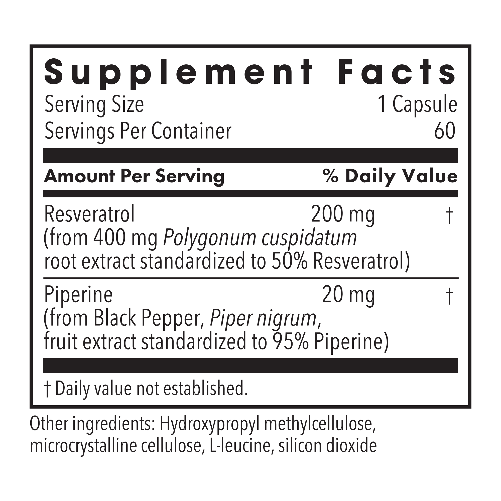 Metabolic Maintenance® Resveratrol with Piperine