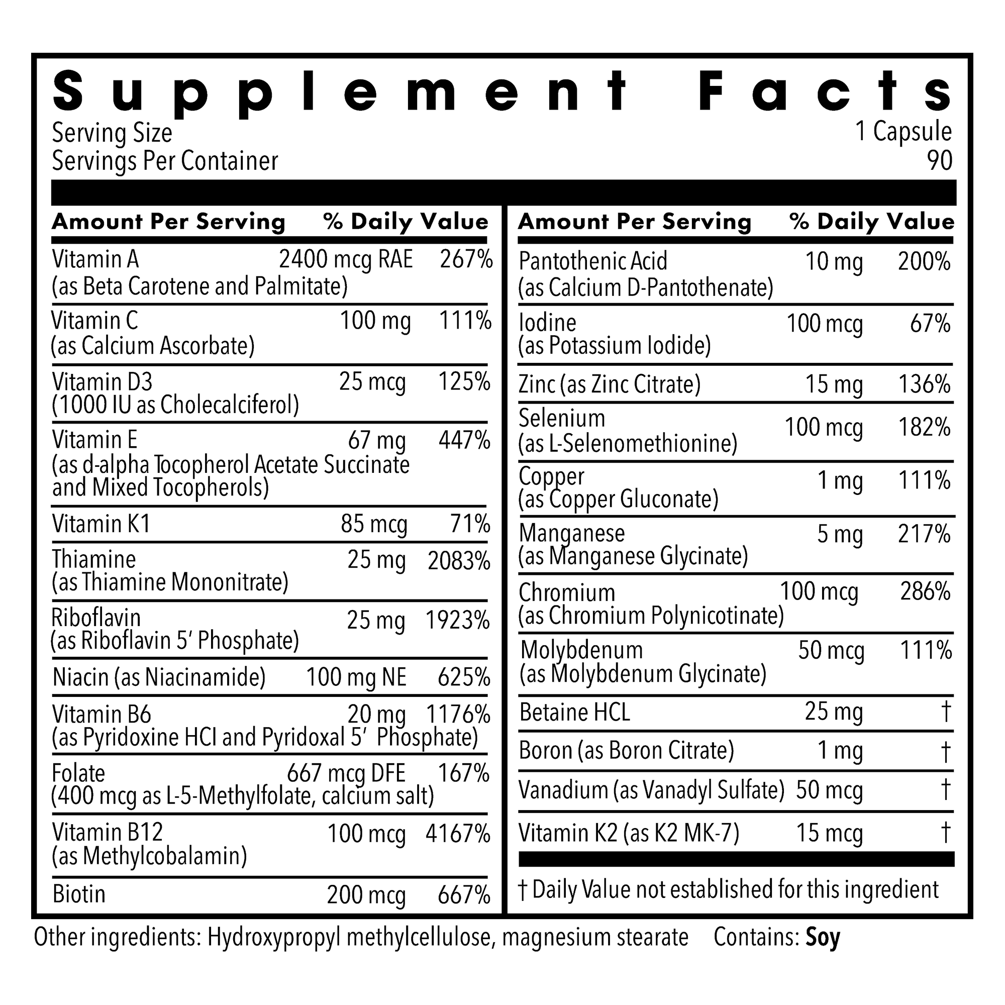 Metabolic Maintenance® The Big One® without Iron