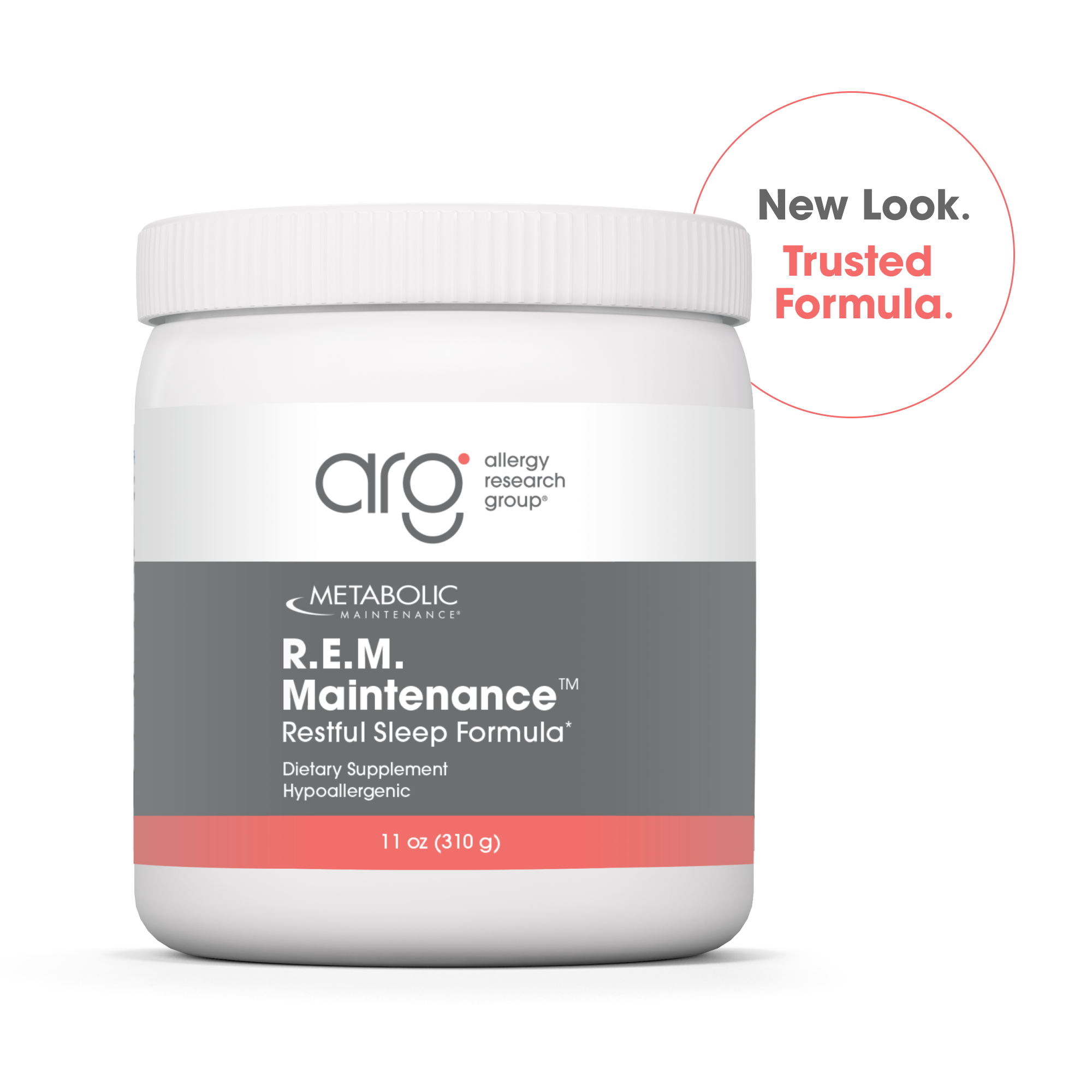 Metabolic Maintenance R.E.M. Maintenance restful sleep formula bottle with New Look Trusted Formula badge