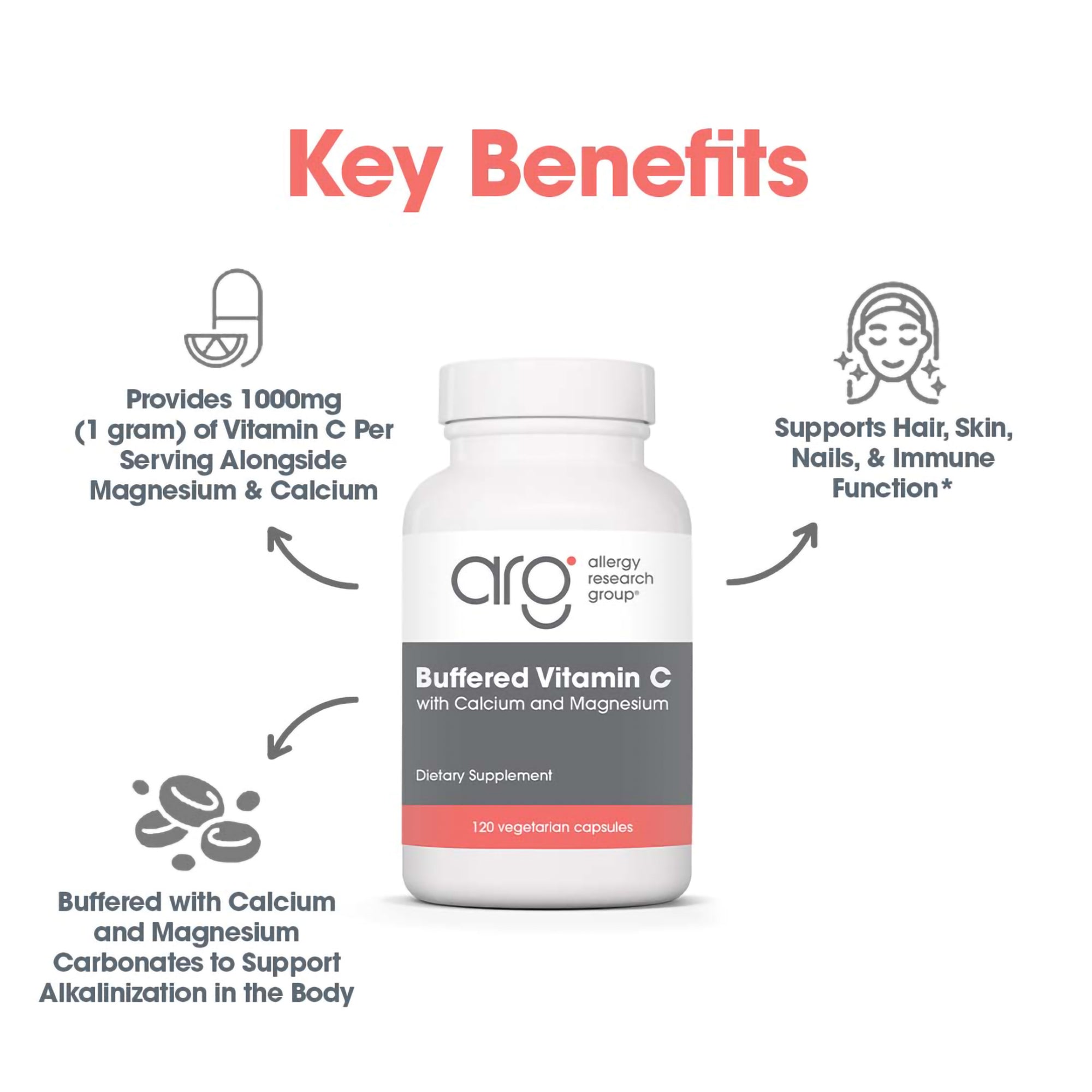 Buffered Vitamin C - key benefits including hair skin nails and immune function support