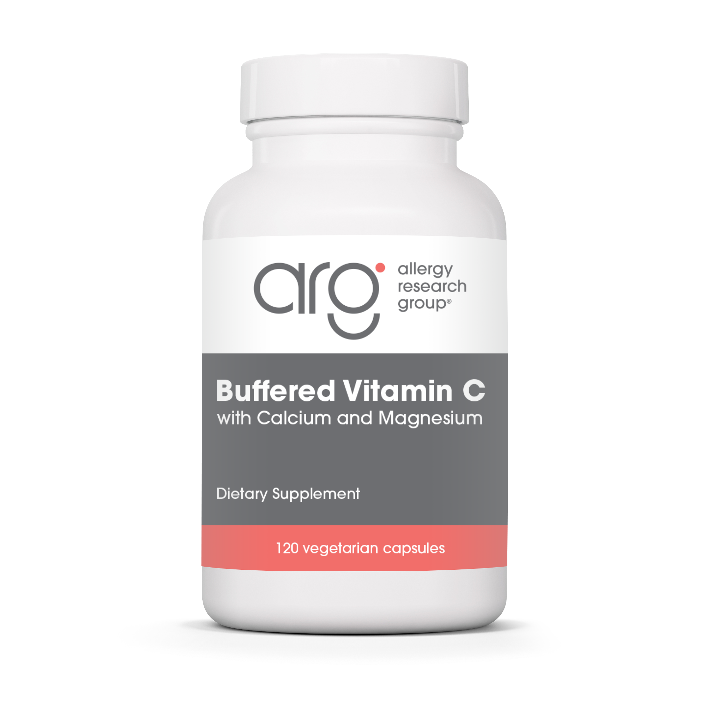 Allergy Research Group Buffered Vitamin C - 120 vegetarian capsules bottle front label 