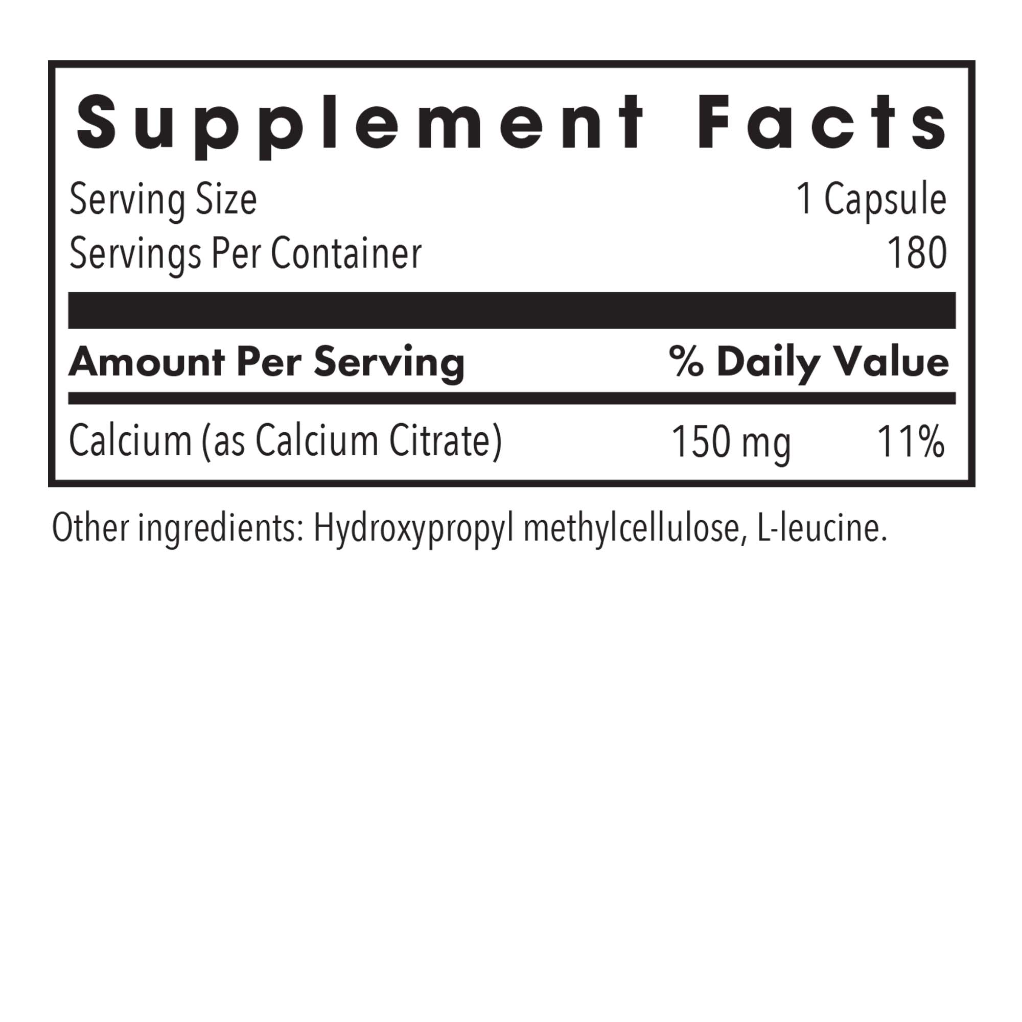 Calcium Citrate - supplement fact label with Calcium