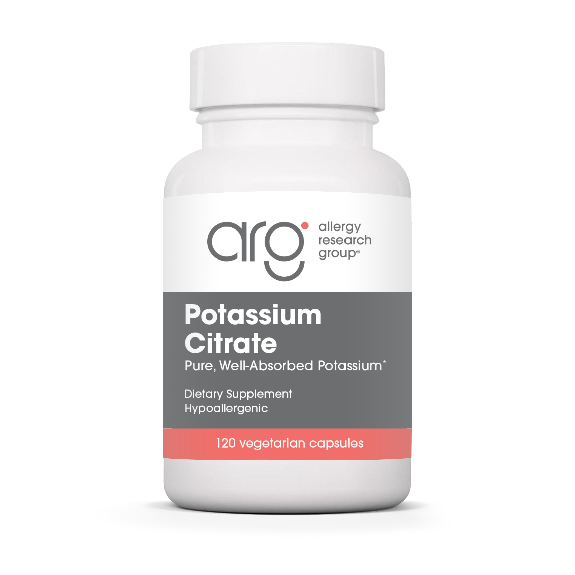 Allergy Research Group Potassium Citrate - 120 vegetarian capsules bottle front label 