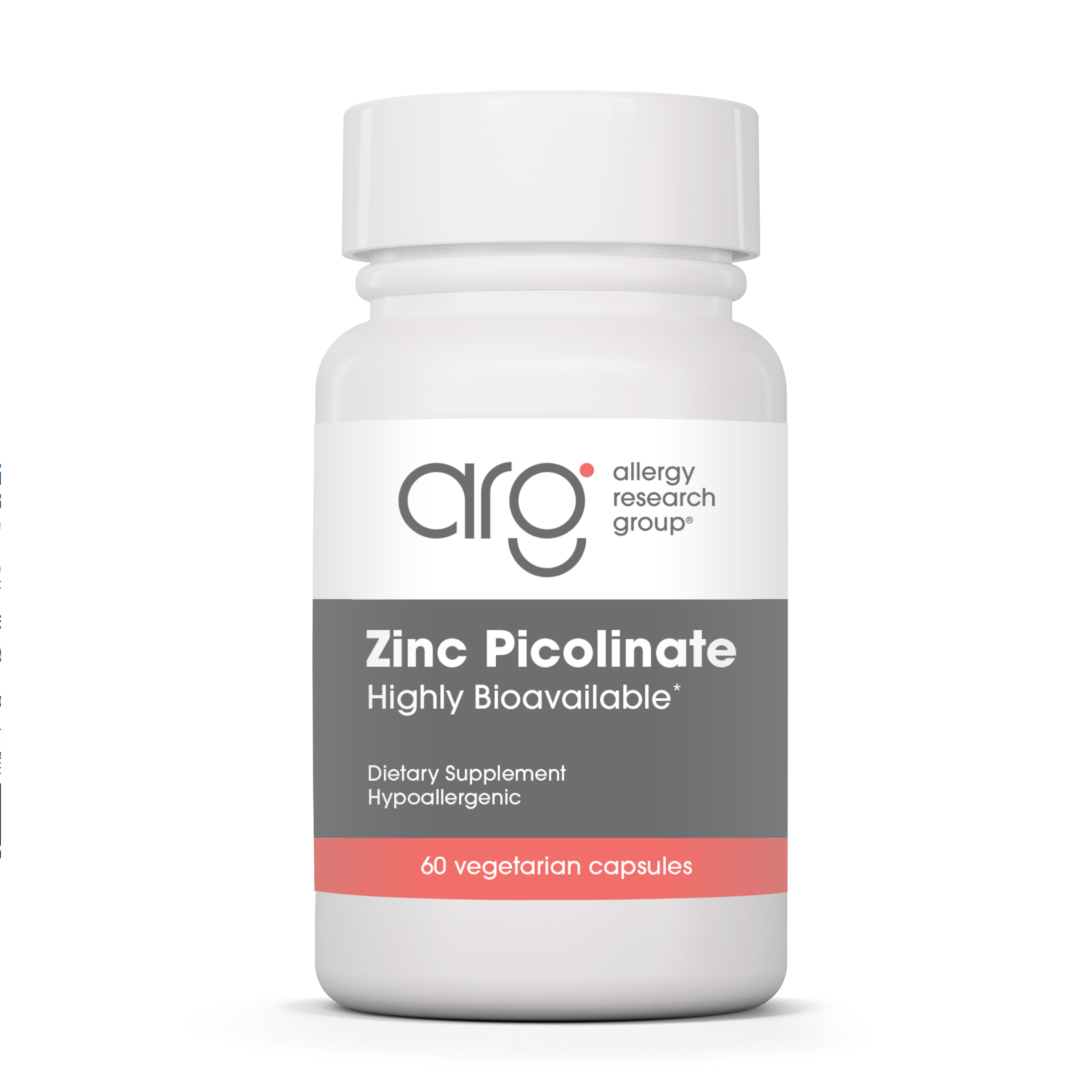 Allergy Research Group Zinc Picolinate - 60 vegetarian capsules bottle front label 