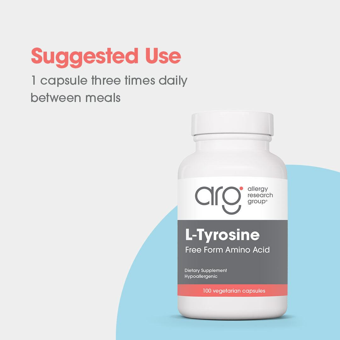 L-Tyrosine 500 mg - suggested use: 1 capsule three times daily